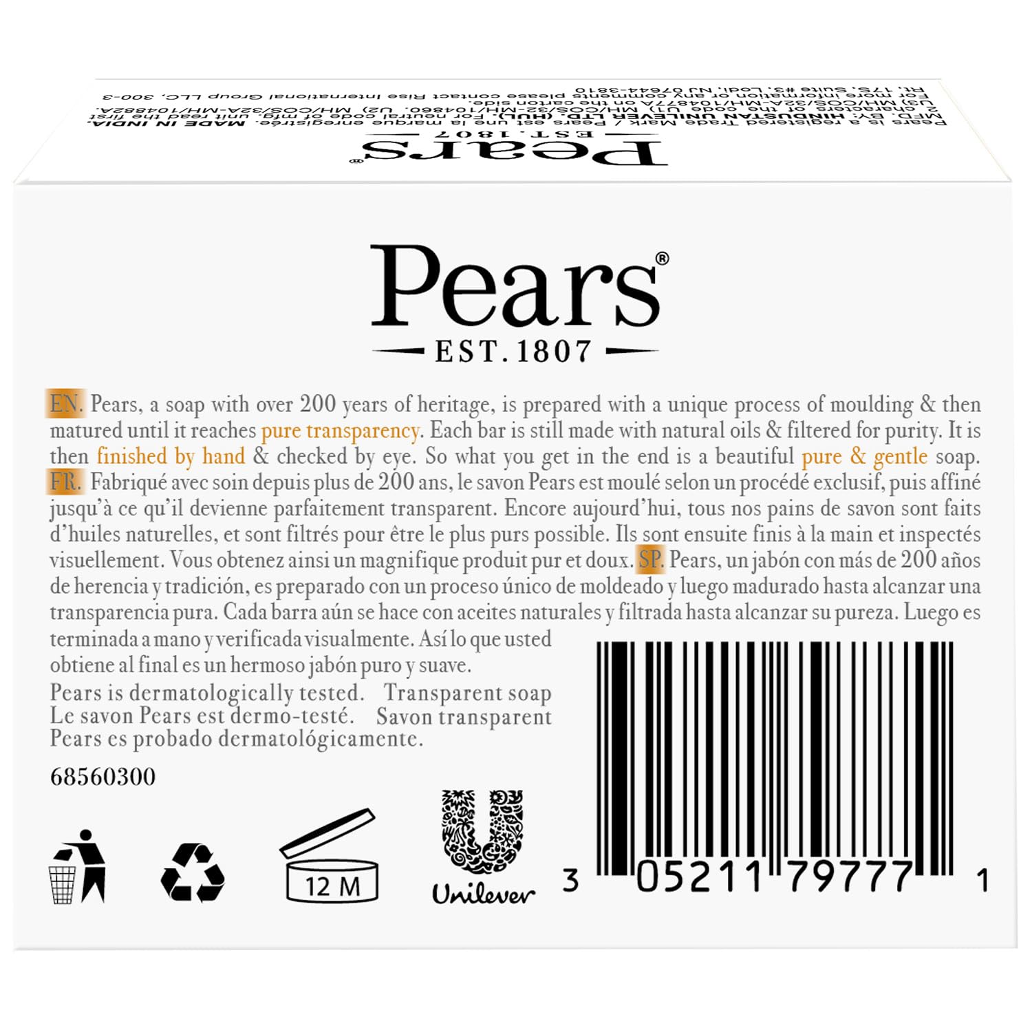 Pears Transparent Glycerin Bar Soap 3.5 Oz Each (Two Pack)