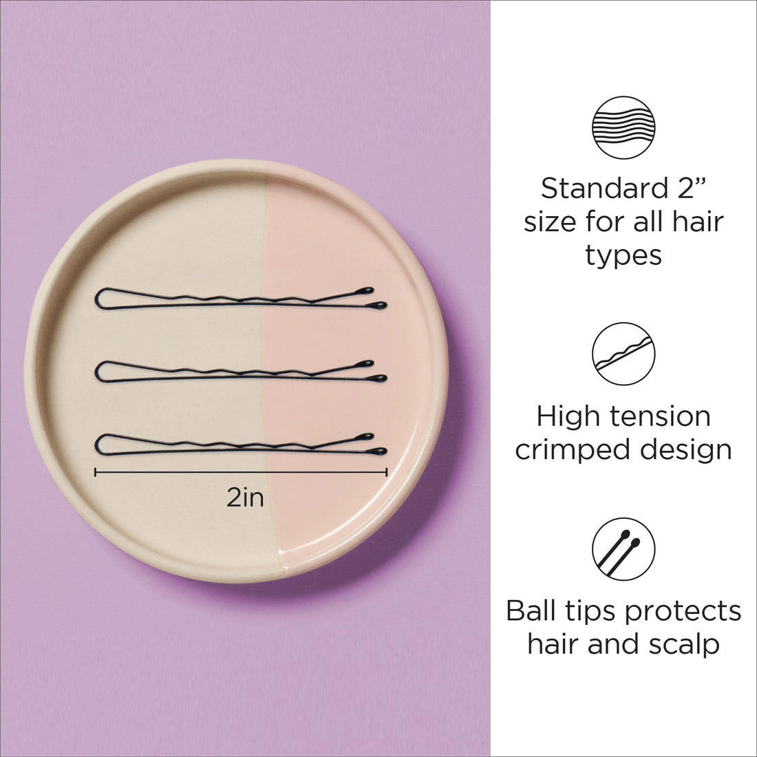 Diane Bobby Pins, 2 Black, 1 lb.