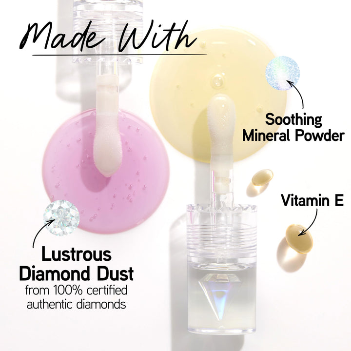 Physicians Formula Mineral Wear Diamond Lip Oil, High-Shine Serum Hybrid with Diamond Dust, Vitamin E, & Mineral Powder, Talc-Free, Cruelty-Free, & Vegan - Pink Diamond