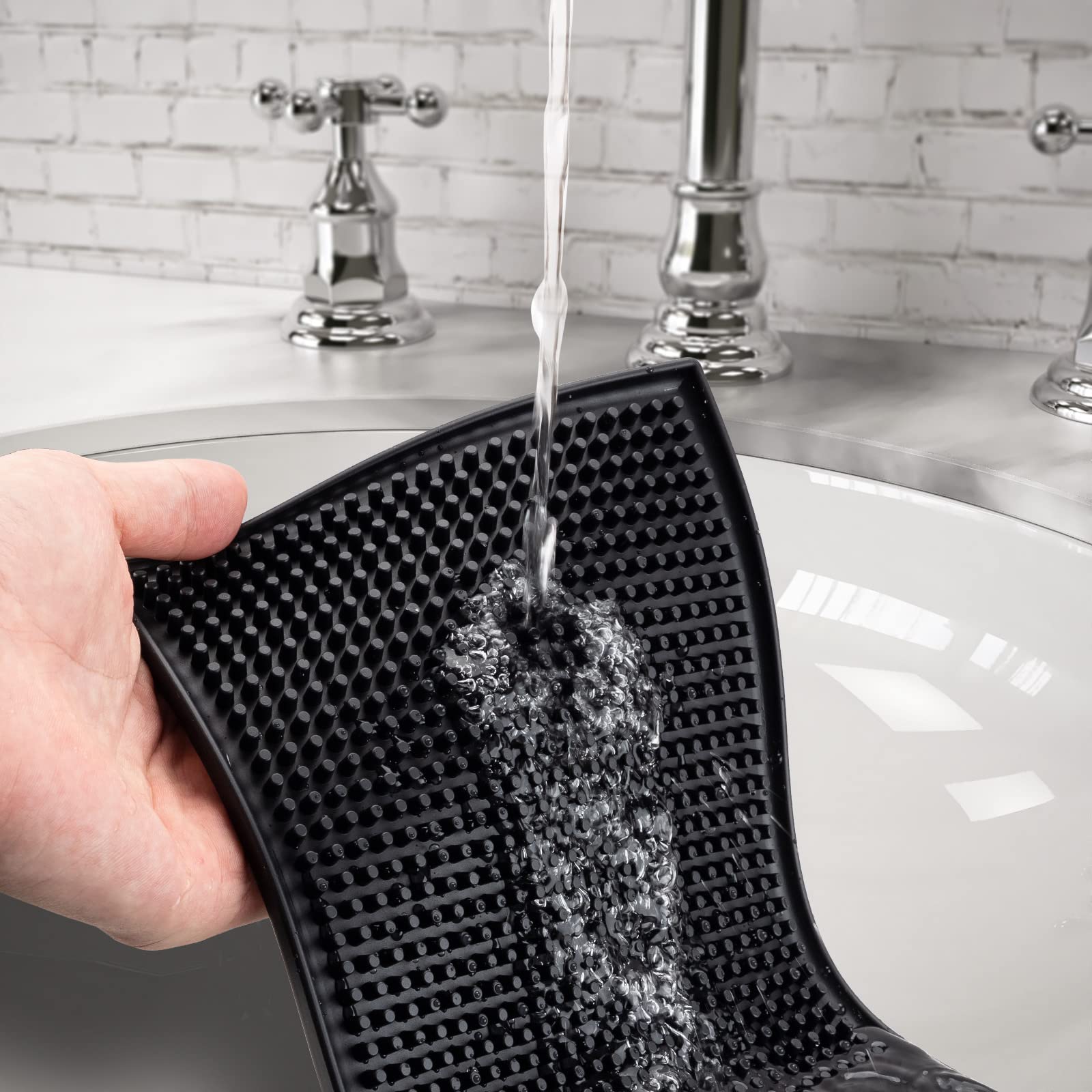 Black Salon Mat, Barber Work Station Clippers Mat, Flexible PVC Heavy Duty Antiskid Bar Service Mat Cushion, Heat-Resistant Pad Tools for Styling Hair Dryers Hair Trimmers 12 x 6 x 0.4 2 Pack