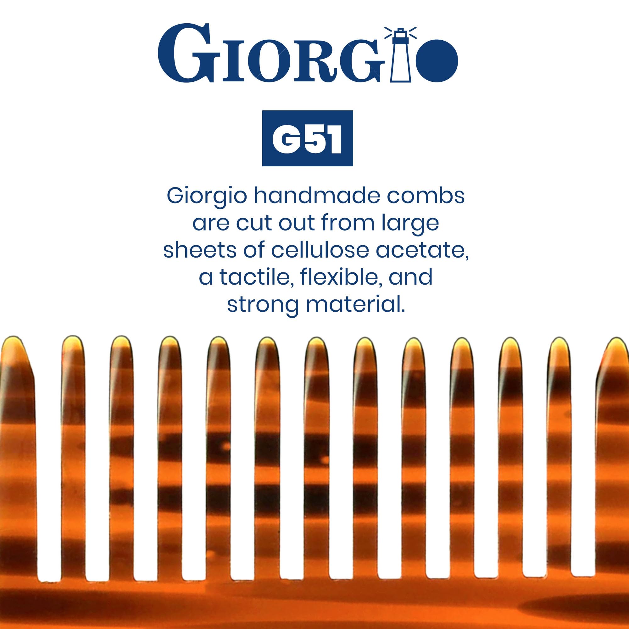 GWL Giorgio Hand Made Flexible Comb 3-3/4 Long (Tortoise G51)