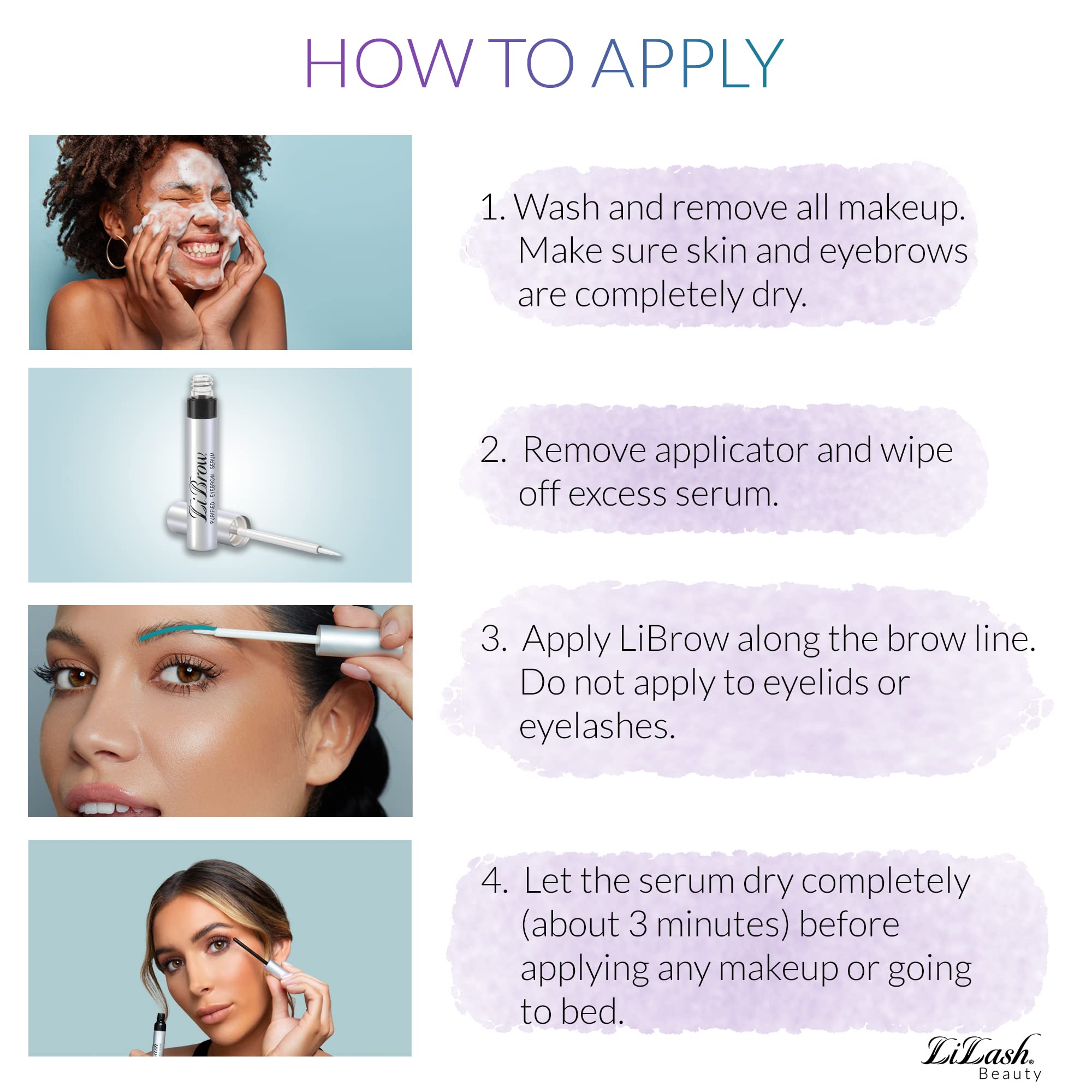 LiBrow Purified Eyebrow Physician-Formulated Serum for Fuller & Thicker Looking Eyebrows | Natural Eyebrow Enhancer Safe for Sensitive Skin | 90-Day Supply (3ml)