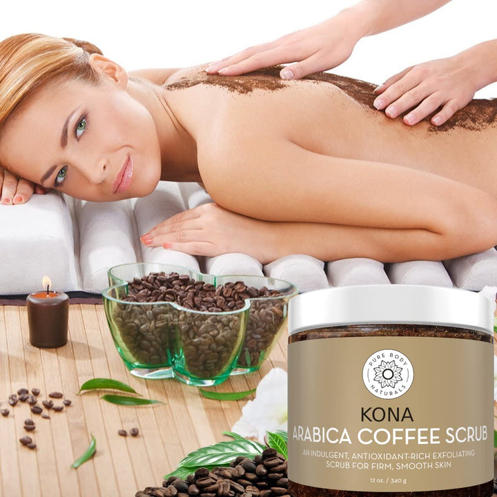 Pure Body Naturals Arabica Coffee Body Scrub Exfoliator - Loaded with Caffeine for Cellulite and Stretch Marks | Exfoliating Skin on Face, Hand, Foot, Butt - Coffee Scrub for Women, 12 Ounce