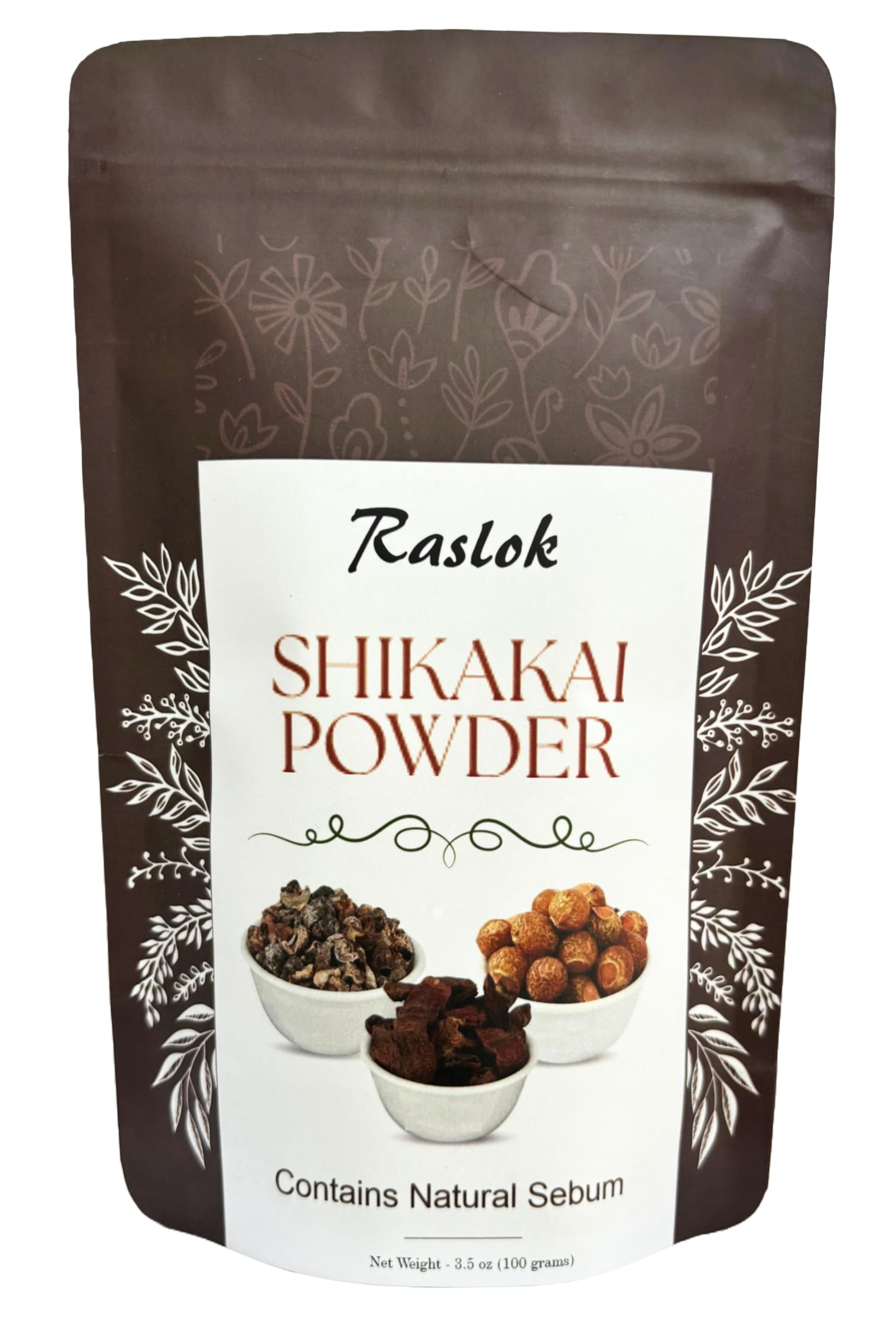 Raslok Shikakai Powder | Natural Hair Cleanser & Conditioner | 100% Pure Acacia concinna Fruit Pods Powder (3.52 oz)
