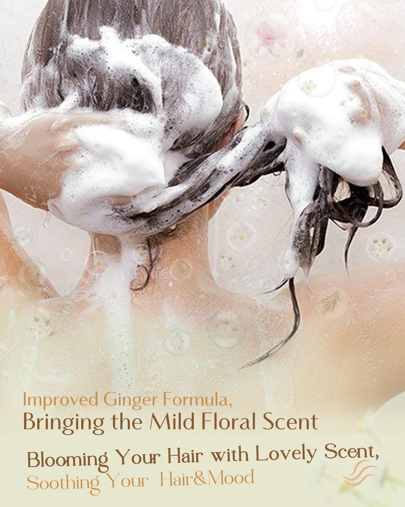 YANIBEST Anti Dandruff Shampoo Natural Formula Ginger Shampoo, Organic Shampoo, Improve Scalp Environment, for Clarifying Strengthen Moisturize, Itch-free