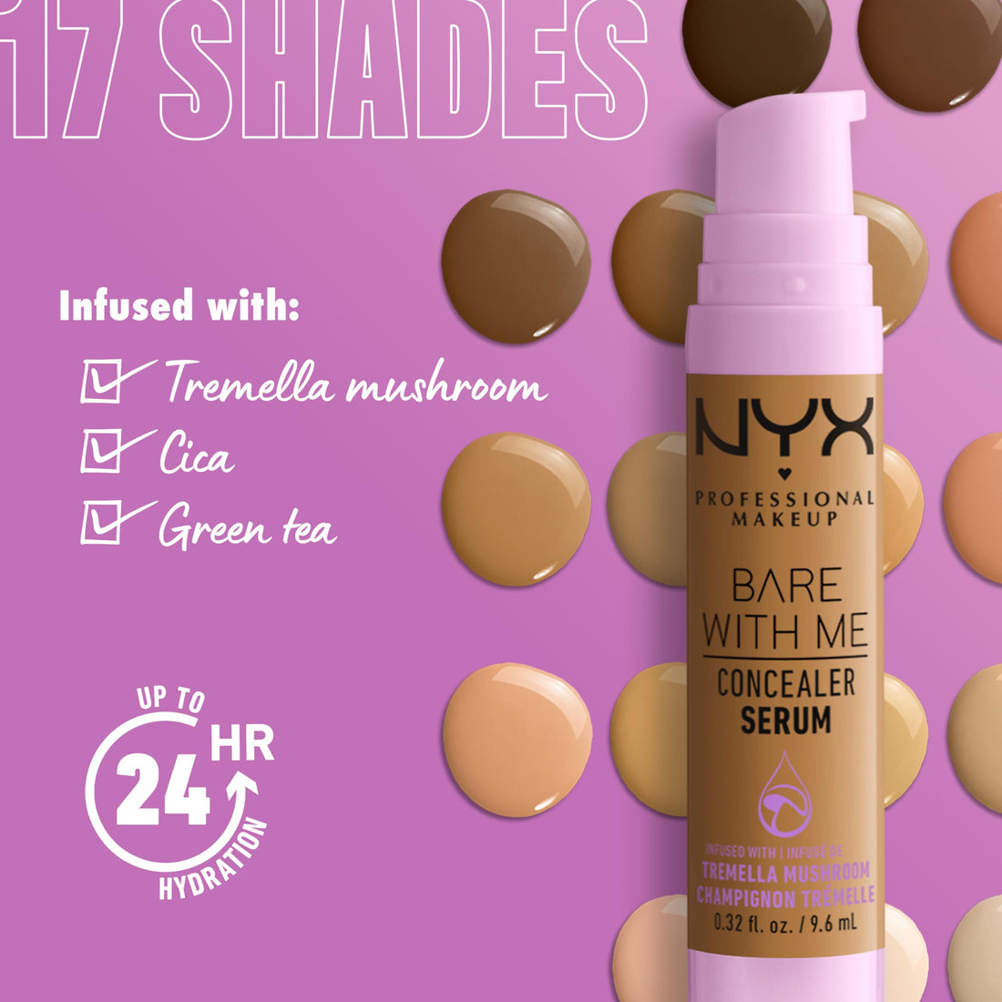 NYX PROFESSIONAL MAKEUP Bare With Me Concealer Serum, Medium, 0.32 Ounce
