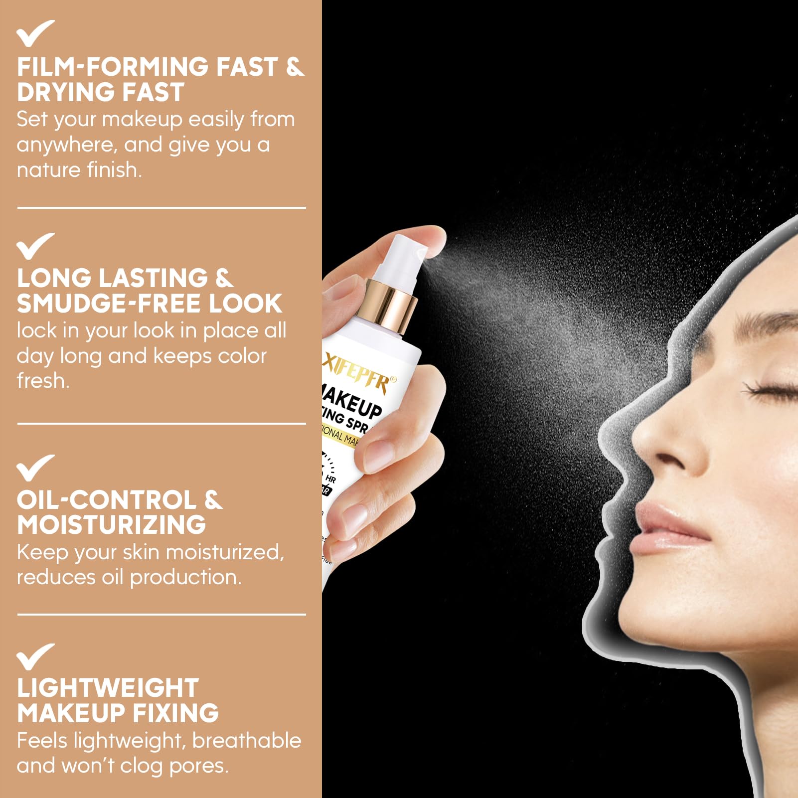 Xifepfr Makeup Setting Spray, 8.12 Fl Oz Matte Finishing Spray, Ultra Fine Setting Mist, Long Lasting Fixing Spray, Lightweight Oil Control Hydrating Refreshing Fast Drying, Vegan & Cruelty-Free