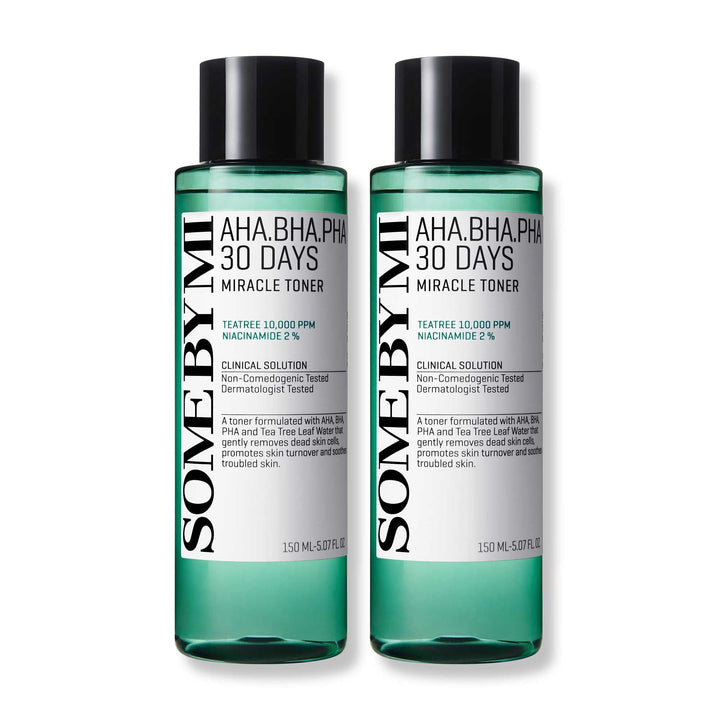 SOME BY MI AHA BHA PHA 30 Days Miracle Toner – Pack of 2 – Korean Salicylic Acid Exfoliating Face Toner for All Skin Types – Daily Pore Care & Oil Control with 2% Niacinamide – Korean Skin Care