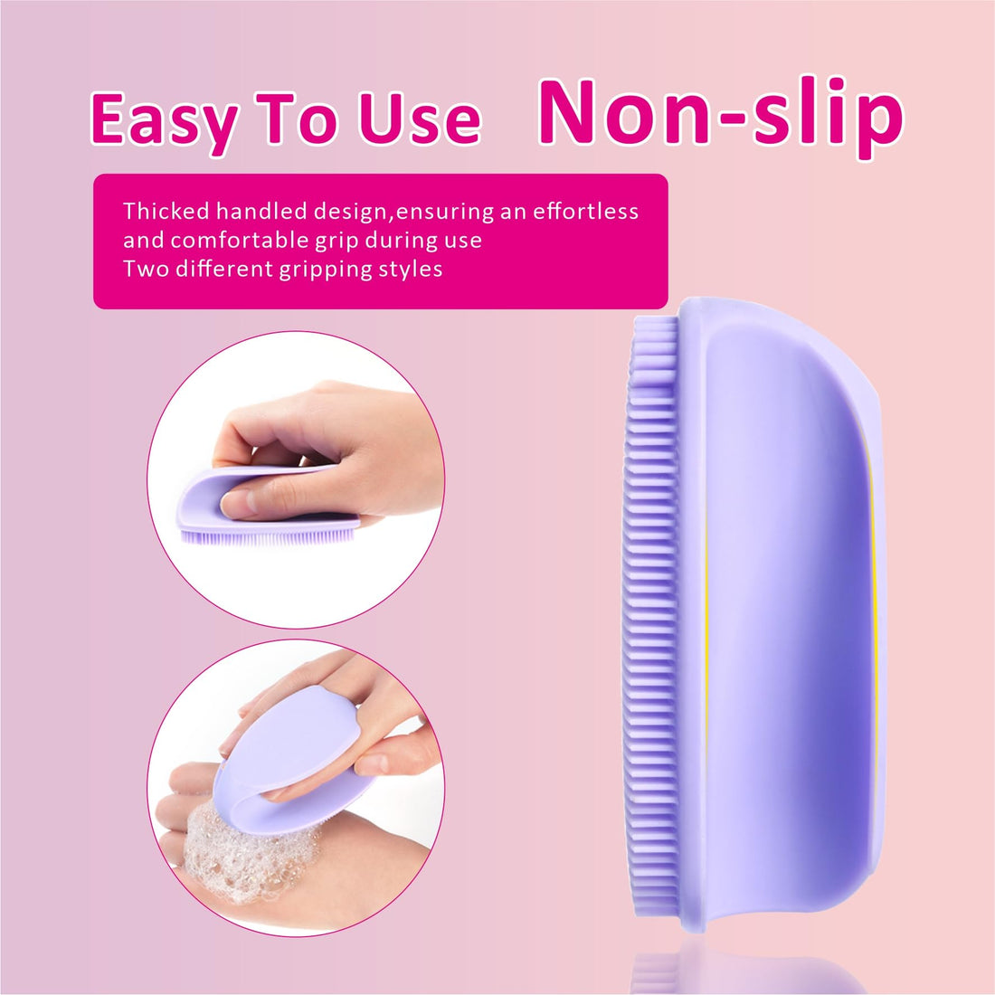 HieerBus Silicone Facial Cleansing Brush Exfoliating Massager, Blackhead Removal, Pore Cleansing, Ideal for Women Men All Skin Types, Skin Care, 2 Pieces (Pink+Purple)