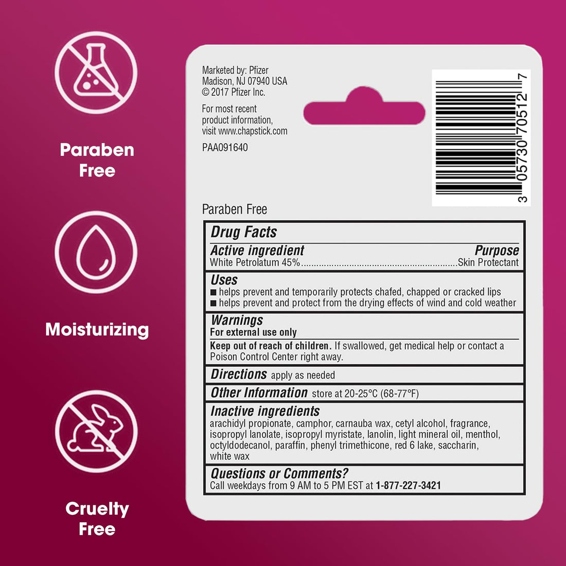 12 Pack, Cherry: Chapstick Classic (12 Carded Packs Of 1 Stick) Cherry Flavor Skin Protectant Flavored Lip Balm Tube, 0.15 Ounce Each (12 Total Sticks)