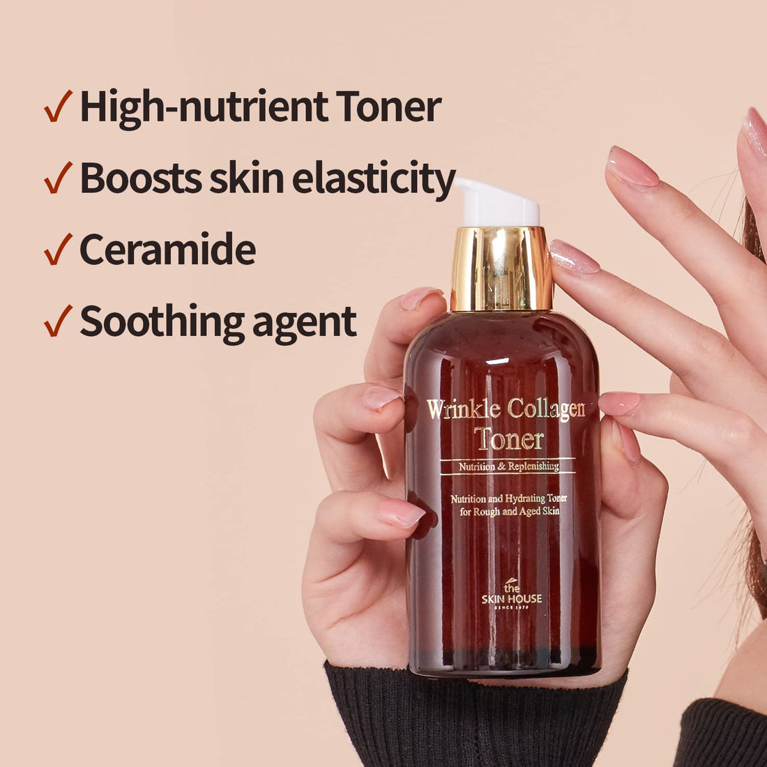The Skin House Wrinkle Collagen Toner [130 ml / 4.39 fl.oz] for Aged and Inelastic Skin/Korean Skin Care, Not Tested on Animals, Paraben Free