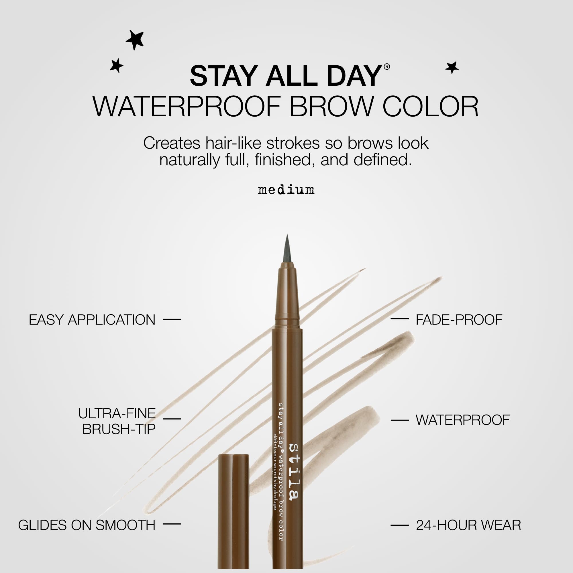 Stay All Day® Waterproof Brow Color | Shape & Define Eyebrows, Long-Lasting Wear, Fine Brush-Tip for Precise & Easy Application | Medium