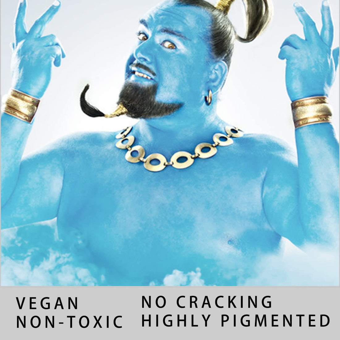 MEICOLY Light Blue Face Body Paint Stick(1.06 Oz),Baby Blue Face Paint Sadness,Sweatproof Waterproof Pale Blue Body Paint for Corpse Bride Halloween SFX Avatar Sally Makeup,Eye Black Stick