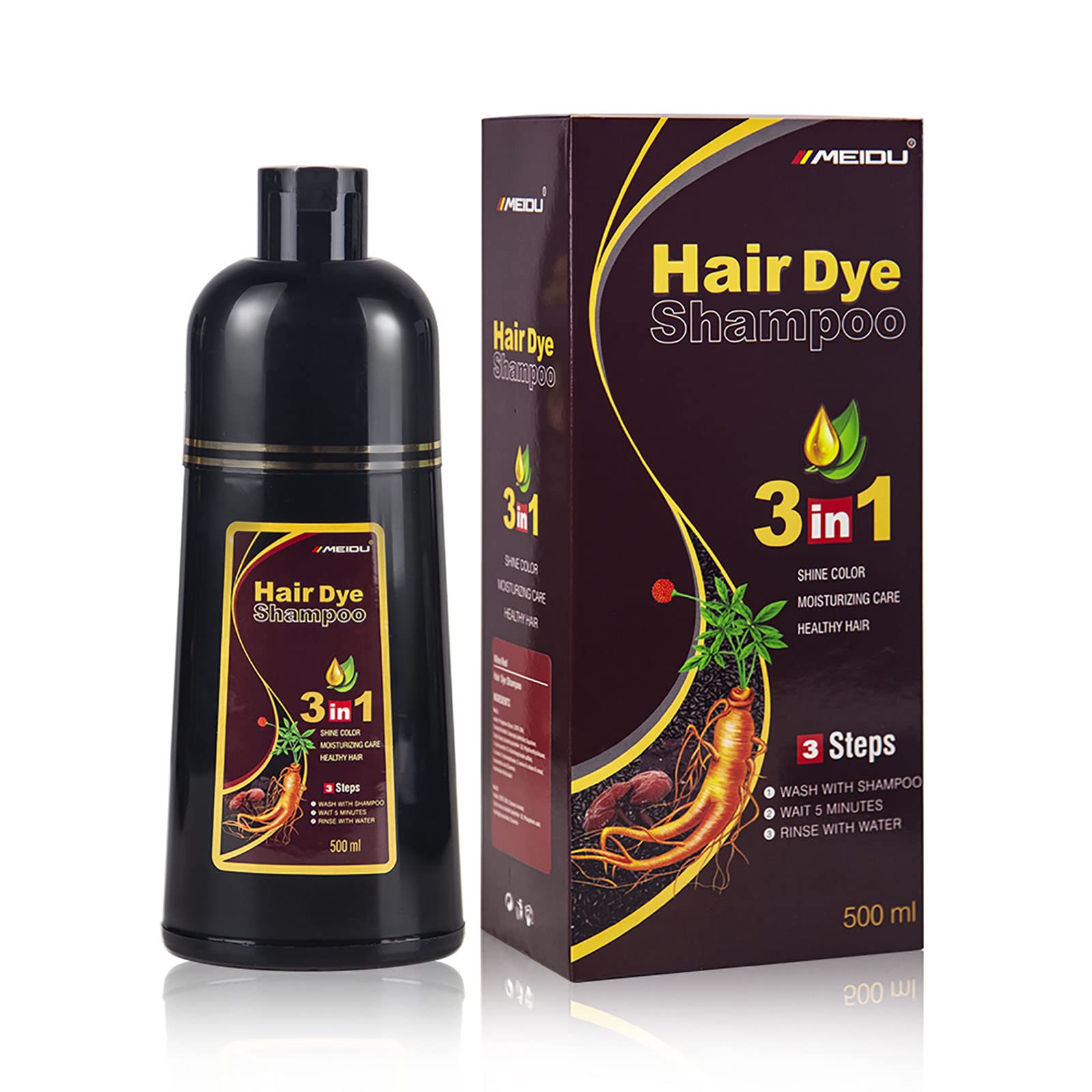 Ivnil Brown Hair Dye Shampoo Gray Hair Coverage Champu Con Tinte Para Canas Hair Color Herbal 3 in 1 Men and Women,Instant Coloring in Minutes (Brown color)