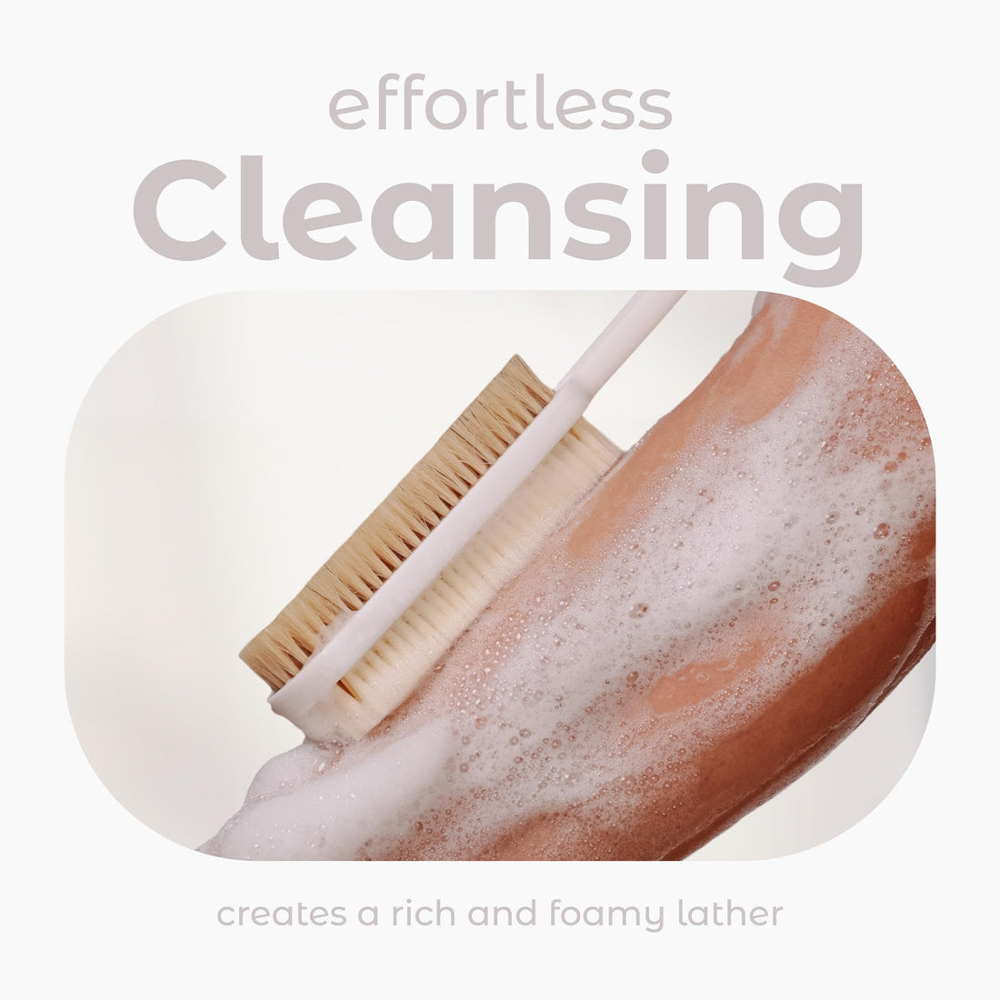 MainBasics Shower Brush Back Scrubber Dual-Sided Body Brush Long Handle with Soft and Stiff Bristles for Dry & Wet Brushing (White)