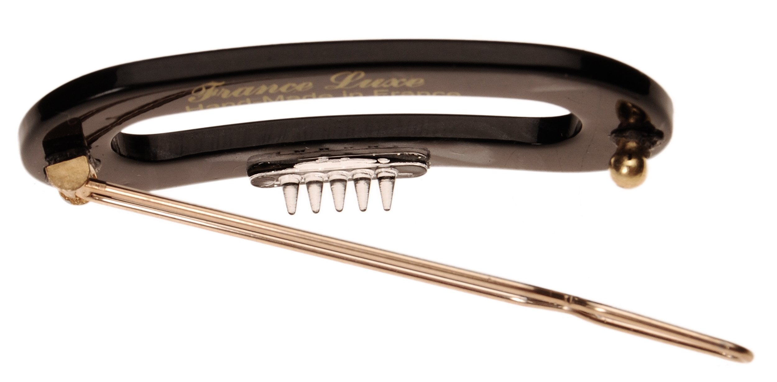 Nacro Black : France Luxe Mini Oval on Tige Boule Barrette - Nacro Black