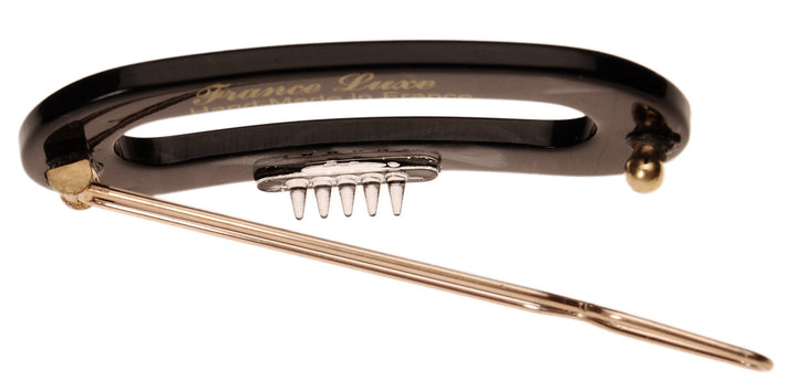 Nacro Black : France Luxe Mini Oval on Tige Boule Barrette - Nacro Black