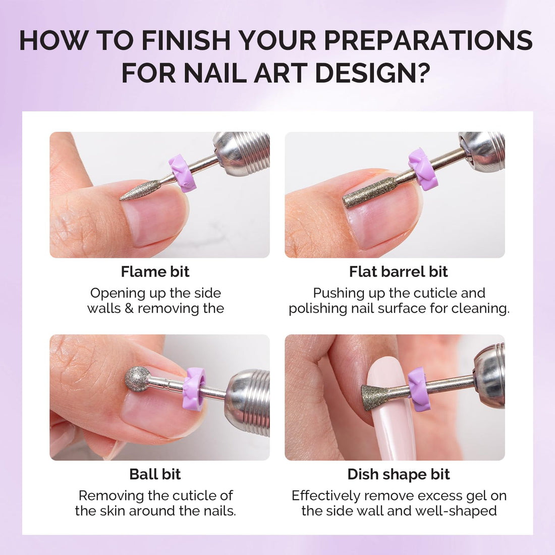 MelodySusie Nail Drill Bits, 10Pcs Diamond Sanding Bit Set with 40pcs Small Sanding Bands (#120#180#240 Grits) with 3.1mm Mandrel Bit, Nail Gel Polish Remover Tool for Acrylic Nails Manicure Nail Prep