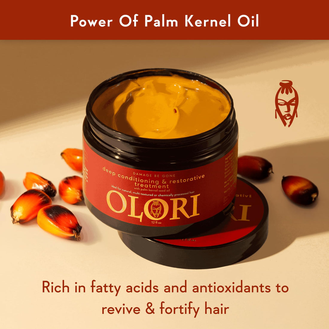 Olori Deep Conditioner for Dry Damaged Hair | Hydrating Hair Treatment with African with Palm Kernel Seed Oil (Batana Oil) | Intense Mask for Curly & Textured Restoration
