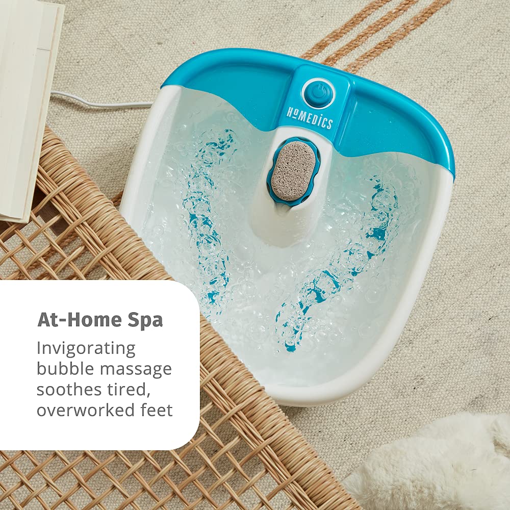 HoMedics Bubble Mate Foot Spa, Toe-touch control, Heat maintenance helps maintain warm water temperature, Removable pumice stone, FB-55