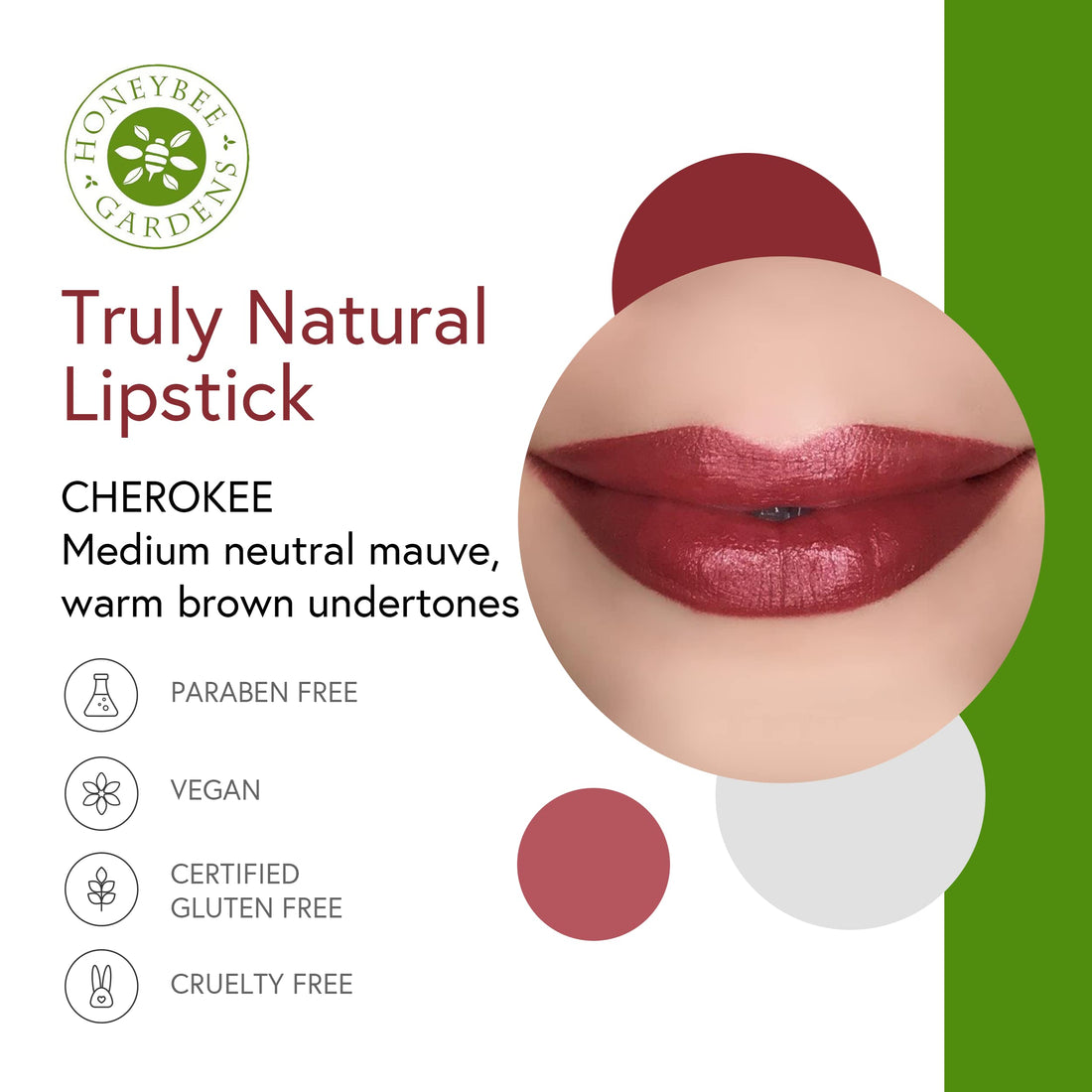 Honeybee Gardens Truly Natural Lipstick, Cherokee