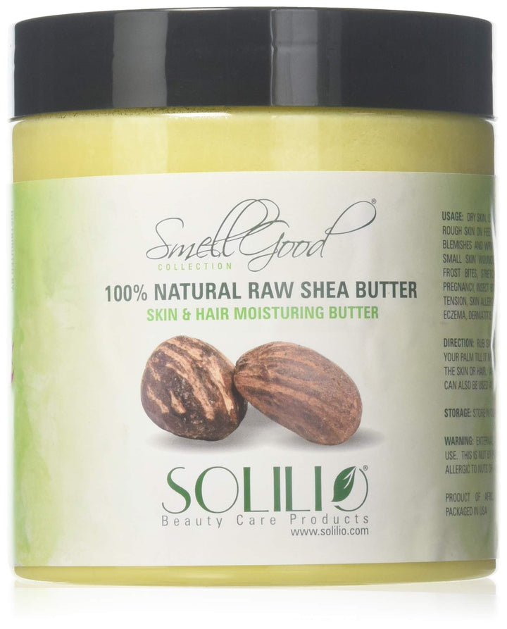SmellGood - Pure Unrefined Shea Butter, totally natural and organic, yellow color, packed in 16 oz Jar, 6 Units