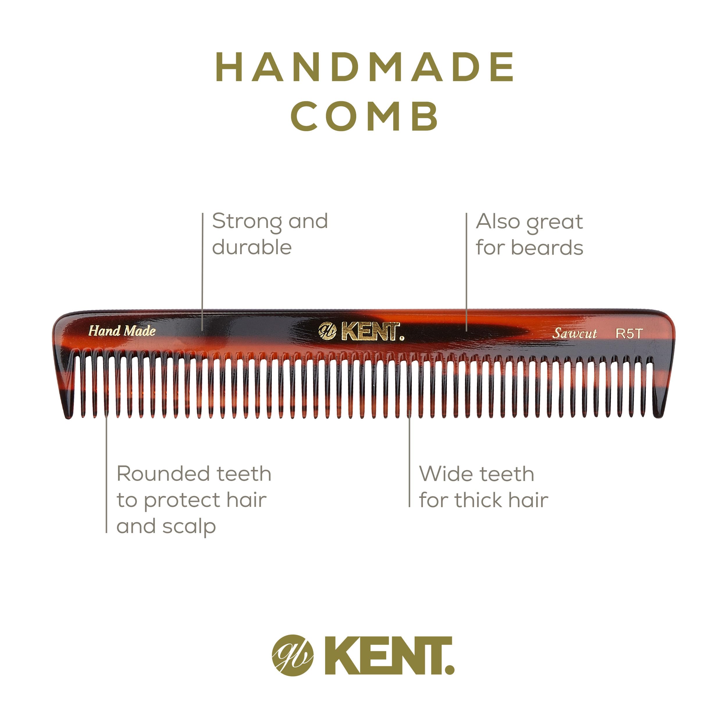 Kent The Handmade Comb - 175 mm Coarse Toothed Dressing Table Comb Hair Brushes