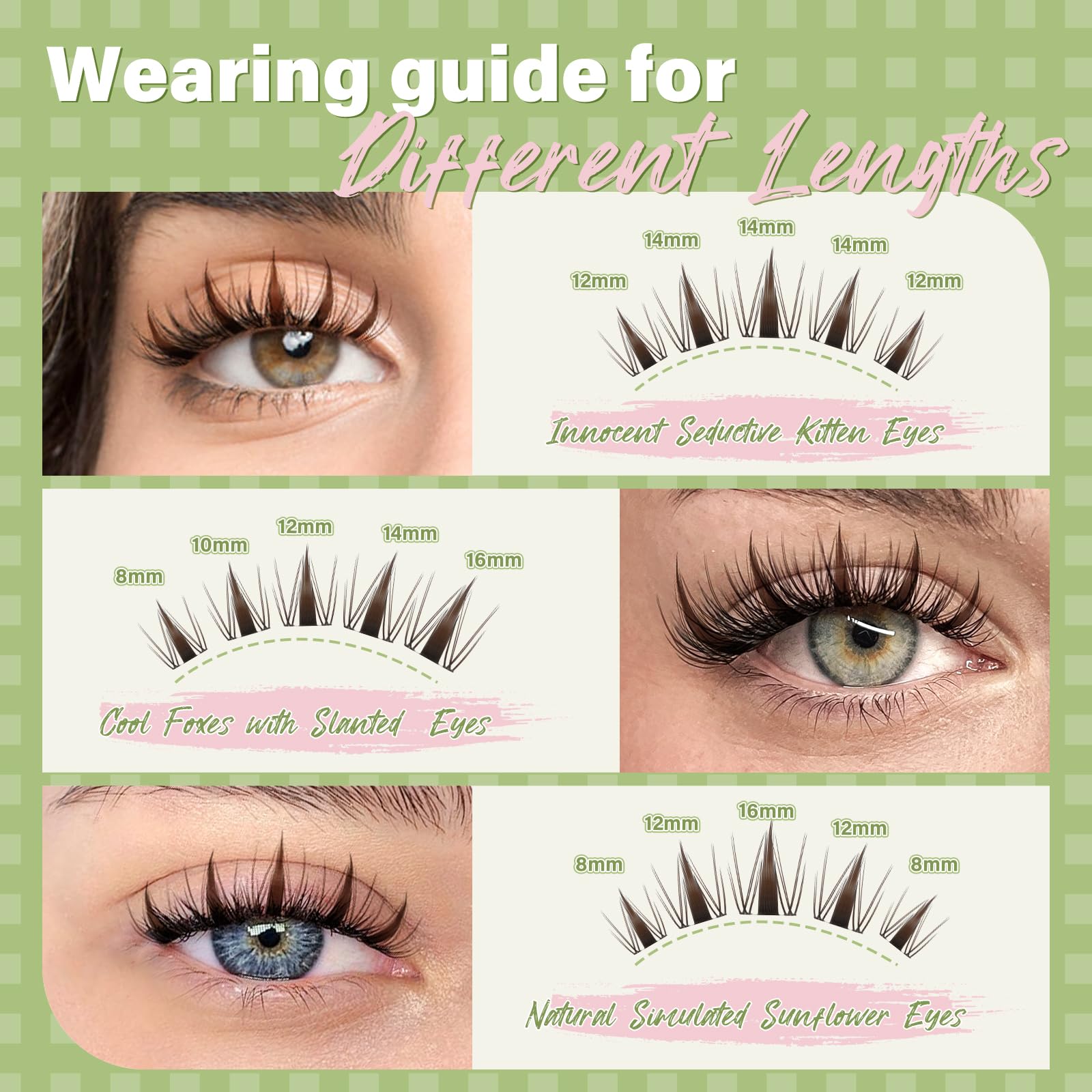 KEYYOU Fairy Brown Lash Clusters Kit Lash Extension Kit D Curl 144Pcs Eyelash Extension Kit Wispy Natural Invisible Band Lash Kit with Waterproof DIY Lash Extension Kit at Home(Fairy Brown-D-8-18MIX)