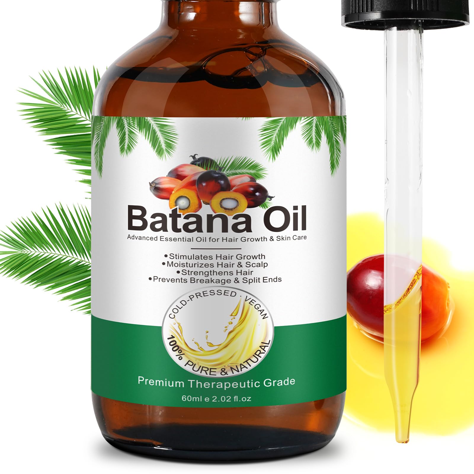 Dvoevivh Batana Oil for Hair Growth - Pure Organic Natural and Cold Pressed Hair Oil for Hydrating & Repairing Dry, Damaged Hair Skin Care, Face, Body