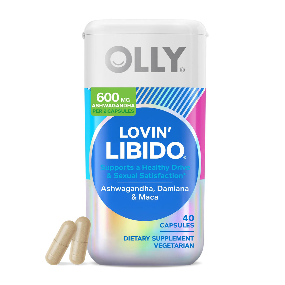 OLLY Lovin Libido Capsules, Boost Desire With Ashwagandha, Maca & Damiana, Vegetarian, Supplement for Women, 20 Day Supply - 40 Count