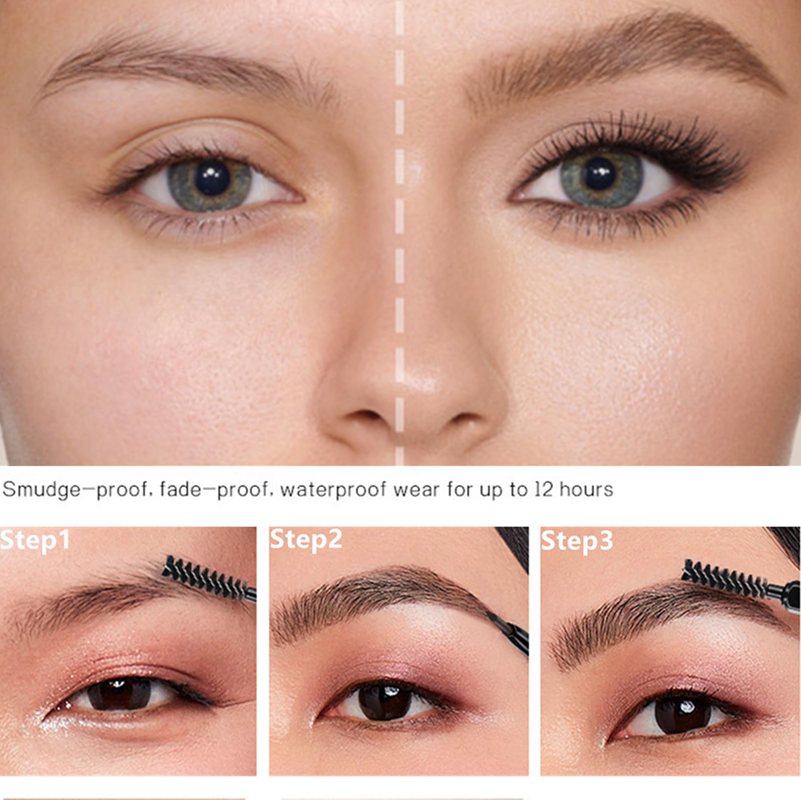 Go Ho Waterproof Taupe Eyebrow Pen with Brush,Dual-sided Fine Eyebrow Pencil,Natural-Looking,Long Lasting,Draws Tiny Brow Hairs and Fills in Sparse Ultra-Fine Brow Pen,01