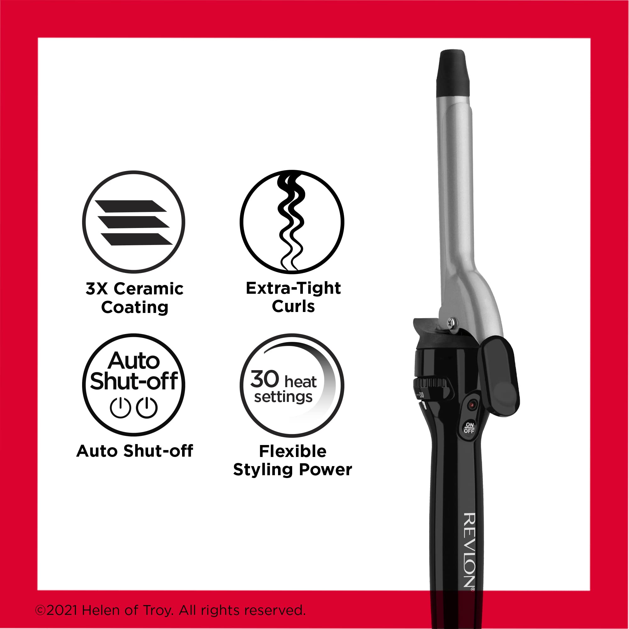Revlon Perfect Heat Triple Ceramic Curling Iron | For Silky Smooth Tight Curls (3/4 in)