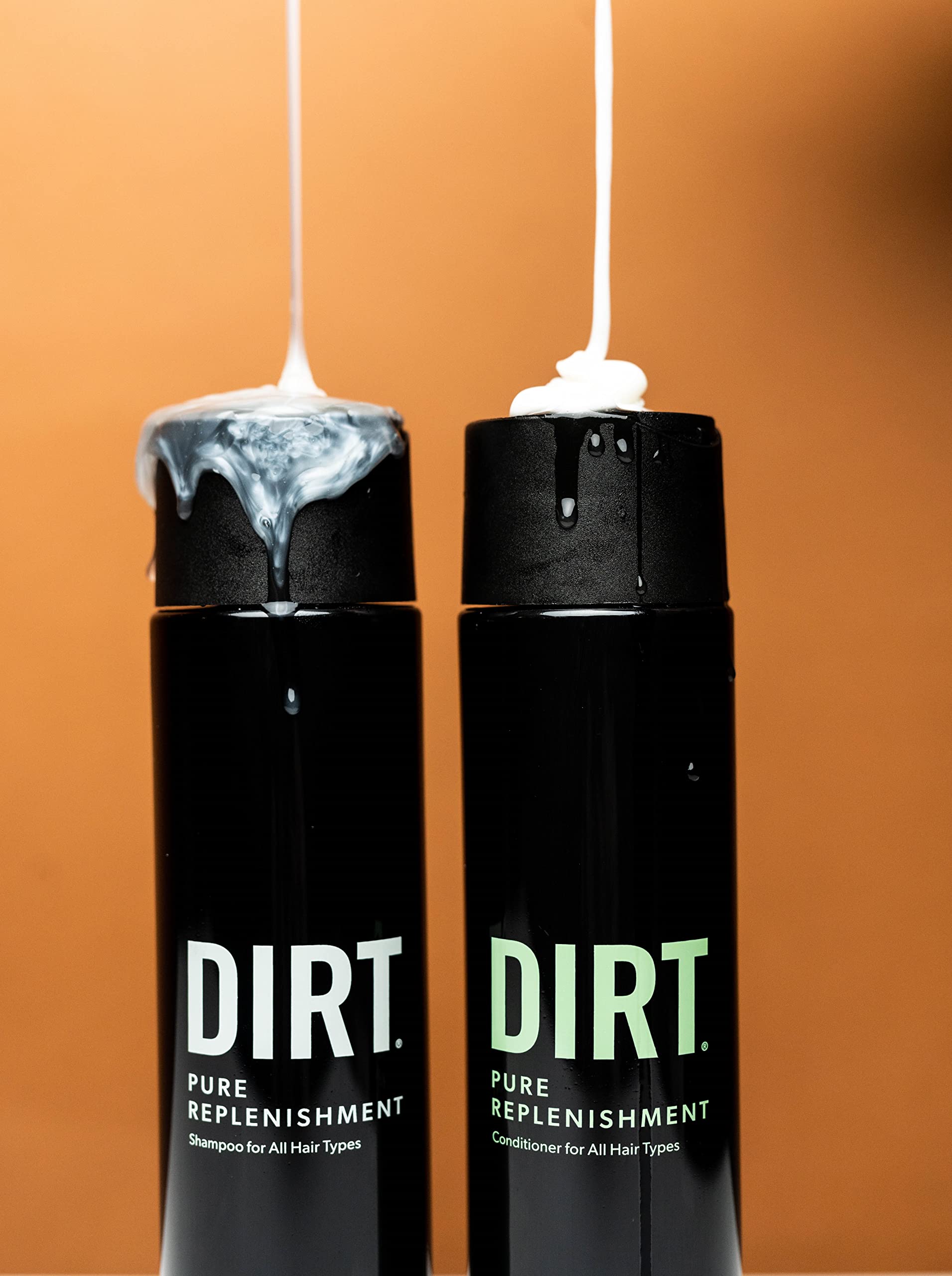 DIRT- Pure Replenishment- Shampoo- 8.5 oz- Vegan- All Hair Types- Straight, Fine, Curly, Frizzy, Wavy, Thick- Unisex Product for Men and Women- Ultra-Rich Shampoo replenishes with skincare-grade ingredients- Balances hair pH with lactic acid- Rebalan