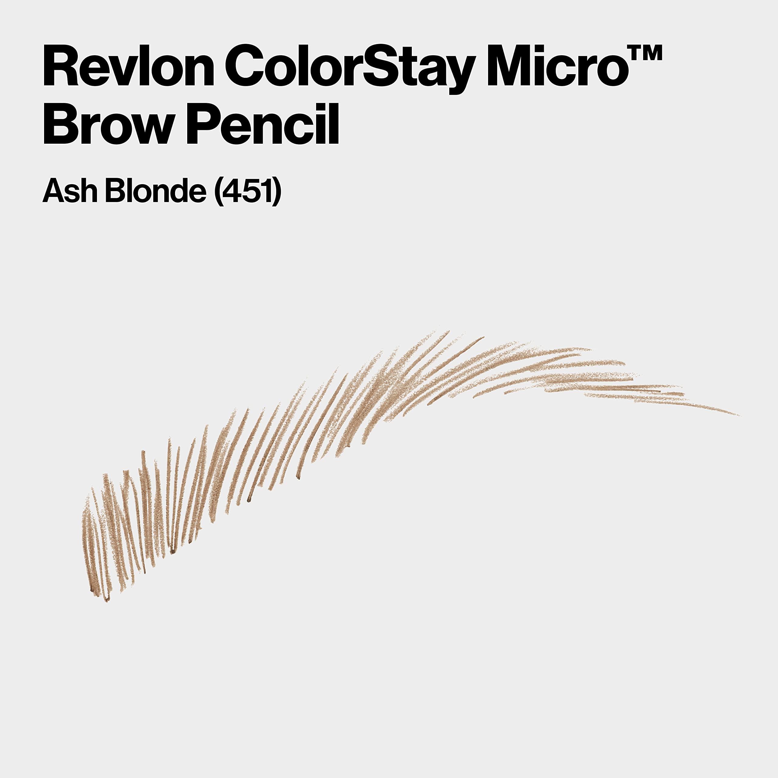 Revlon ColorStay Micro Eyebrow Pencil with Built In Spoolie Brush, Infused with Argan and Marula Oil, Waterproof, Smudgeproof, 451 Ash Blonde, 0.003 oz