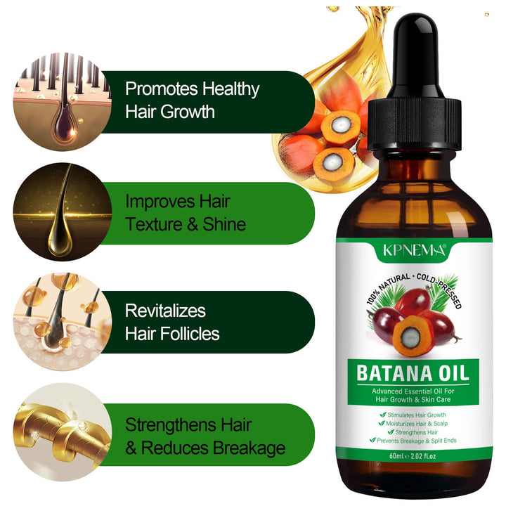 Batana Oil for Hair Growth, 100% Pure Natural Batana Oil Organic for Hair Growth, Moisturizing Skin and Hair Care for Dryness and Roughness, Anti-aging (2.02 Fl Oz (Pack of 1))