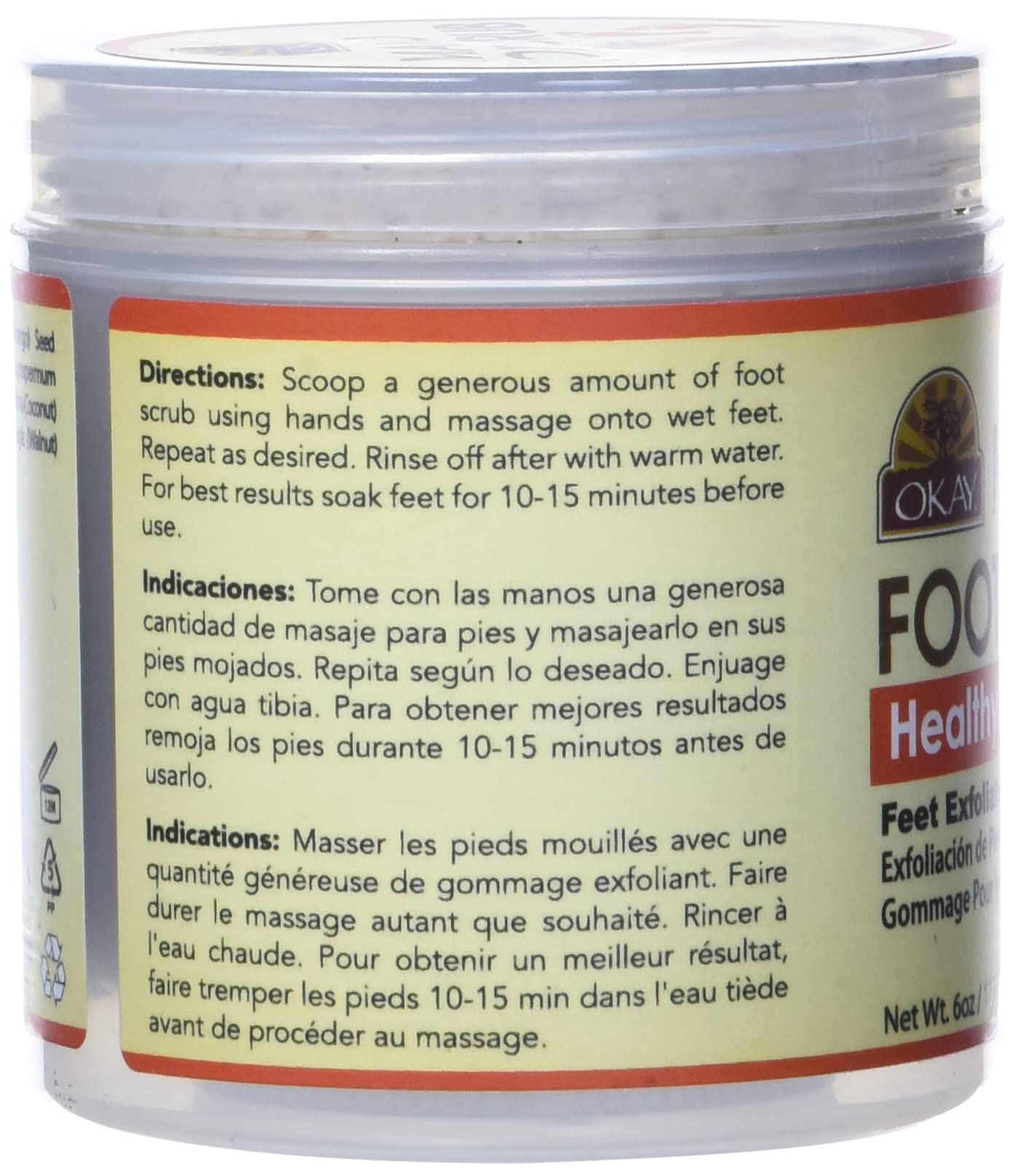 OKAY All Natural Mango Butter Foot Scrub, 6 Ounce