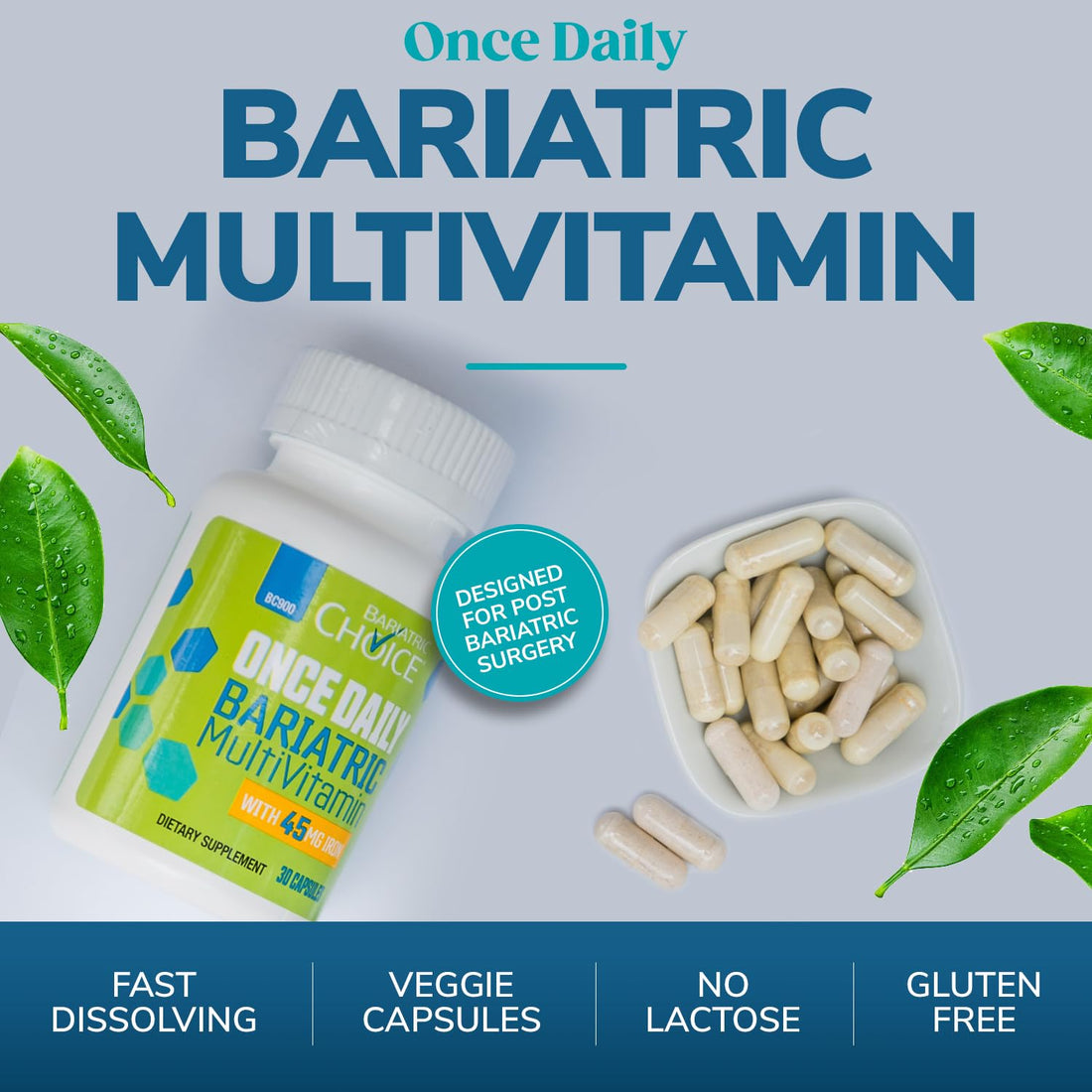 Bariatric Choice Once Daily Bariatric Multivitamin Capsule with 45 mg of Iron (30ct)