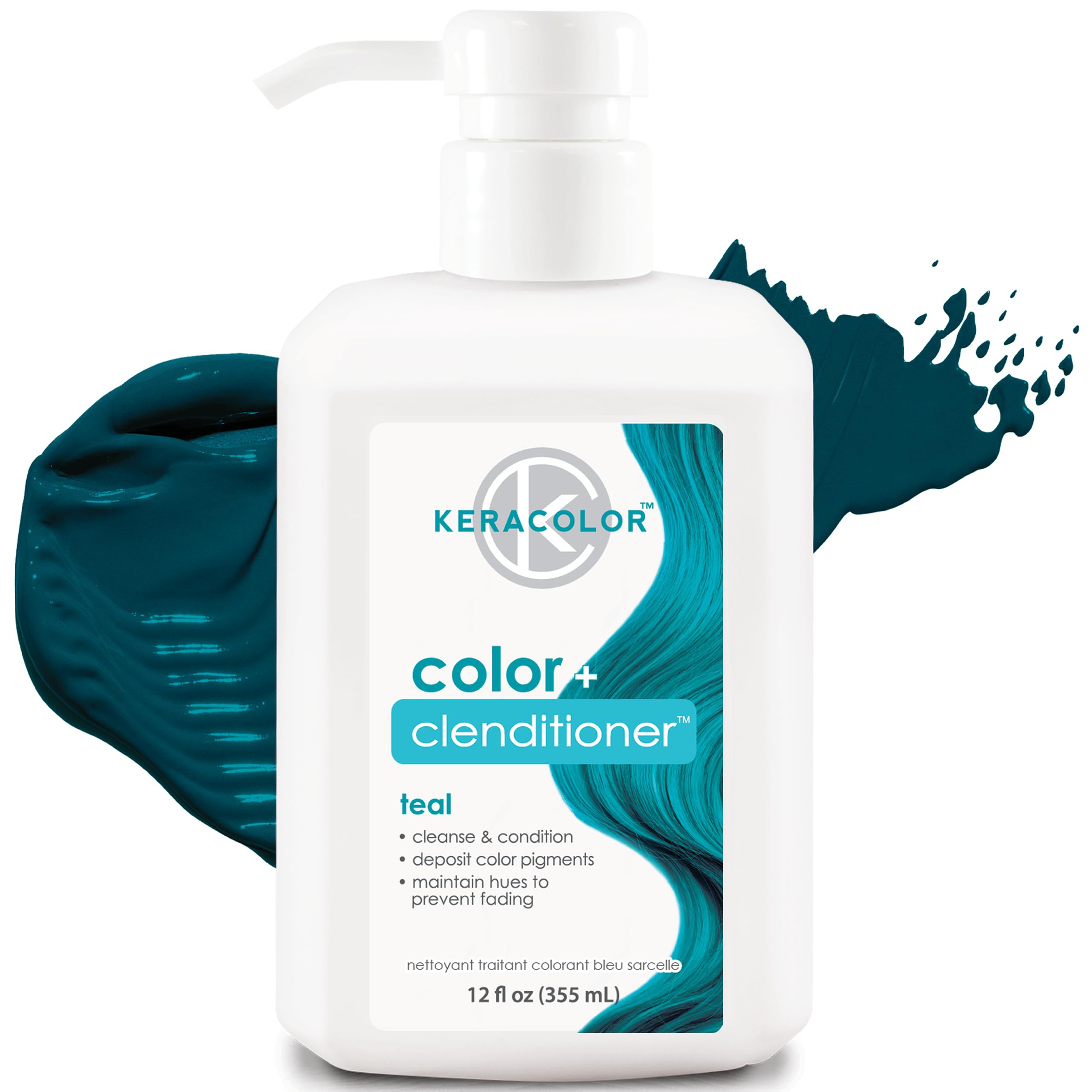 Keracolor Clenditioner Color Depositing Conditioner Colorwash - Instantly Infuse Color into Hair, 15 Colors | Cruelty Free : Teal