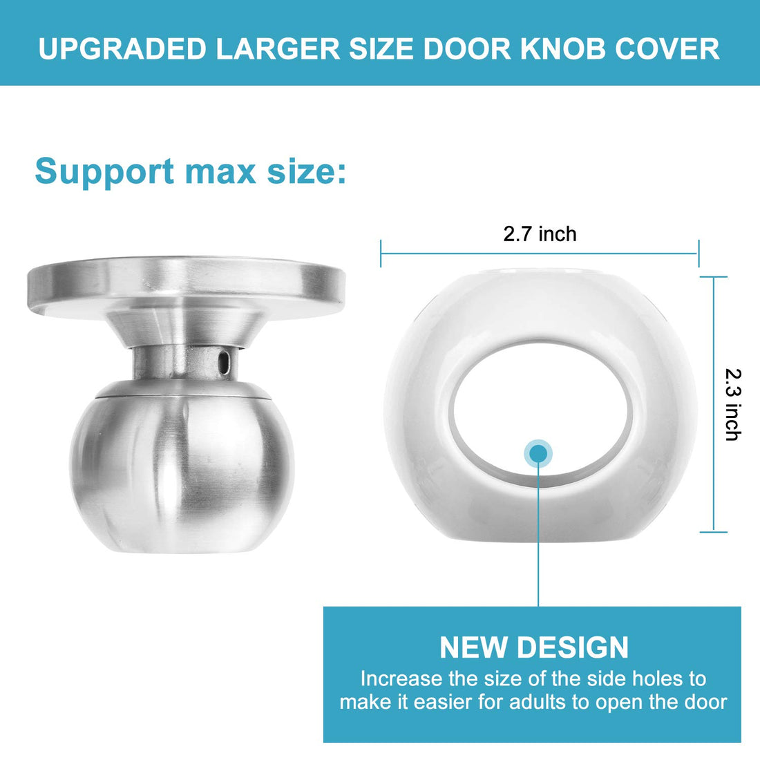 Door Knob Safety Cover for Kids (4 Pack) New Shape & Structure Design Child Door Knob Covers Prevent Children from Opening Doors Baby Safety Door Knob Locks Fit Most Knobs