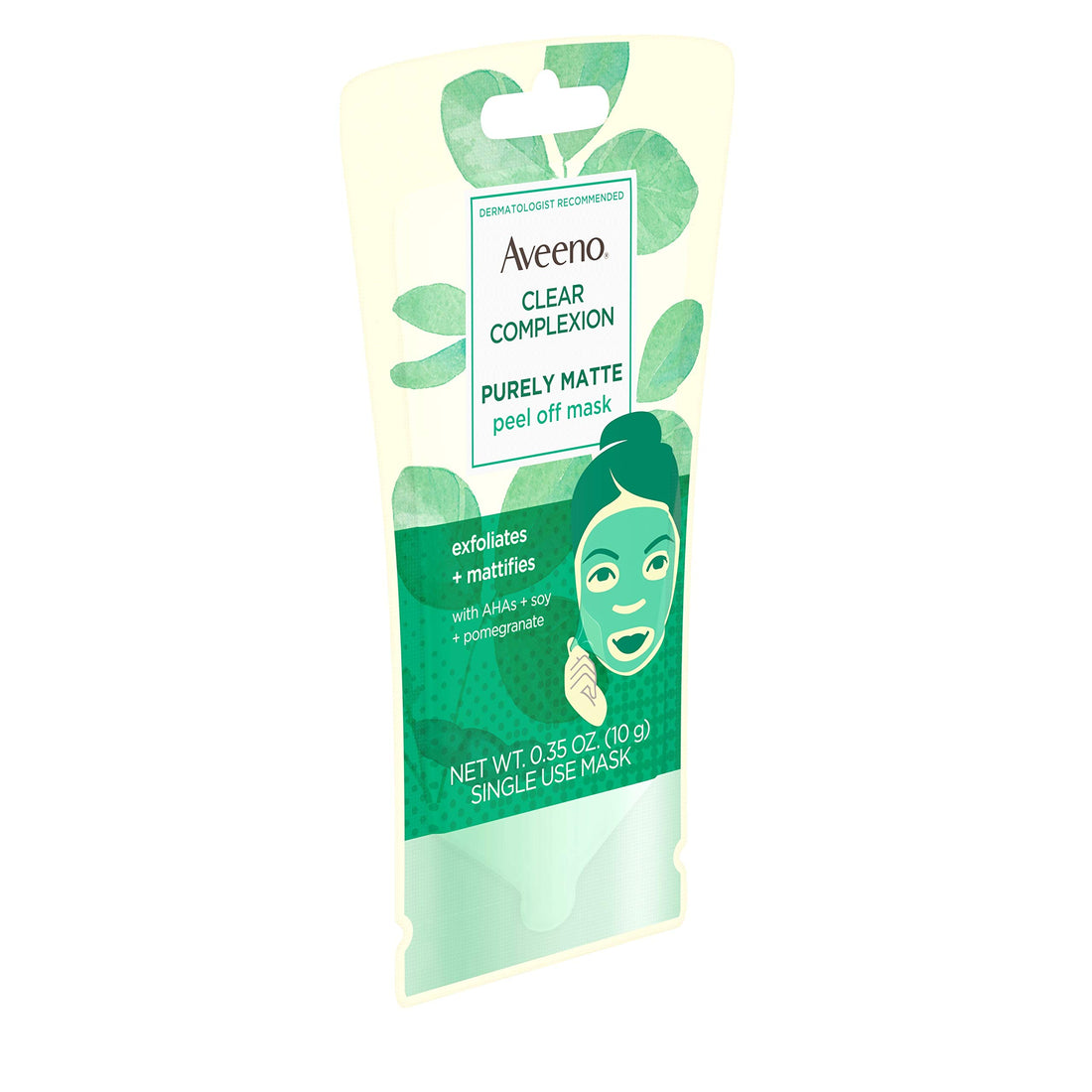 Aveeno Clear Complexion Pure Matte Peel Off Face Mask with Alpha Hydroxy Acids, Soy & Pomegranate for Clearer-Looking Skin, Non-Comedogenic, Paraben- & Phthalate-Free, 0.35 oz