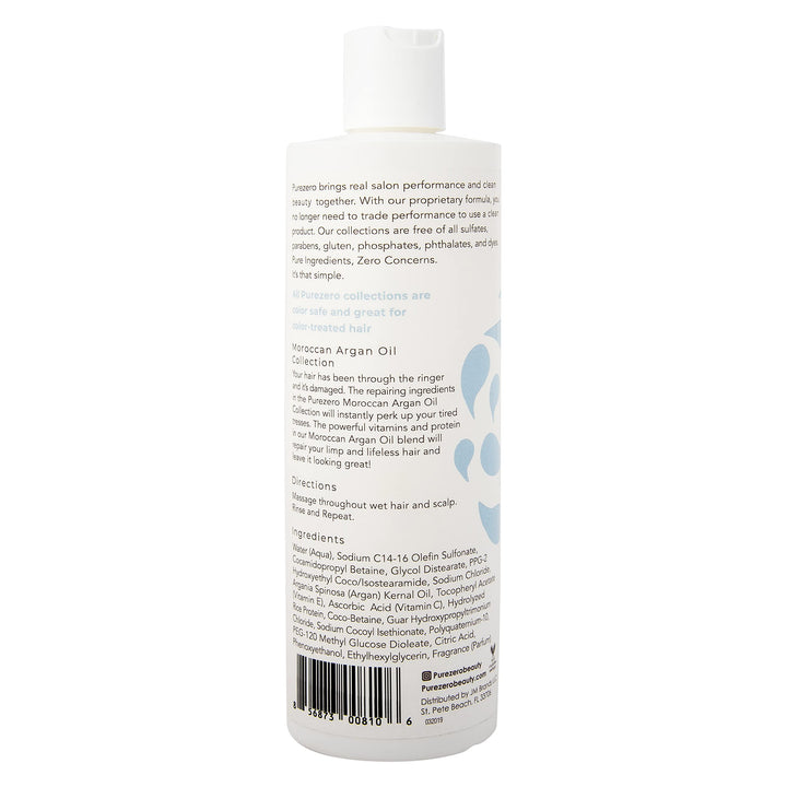 Purezero Moroccan Argan Oil Shampoo - 12 Fl Ounces - Repair Damaged Hair - Restore Strength, Shine & Softness - Zero Sulfates, Parabens, Dyes, Gluten - 100% Vegan & Cruelty Free