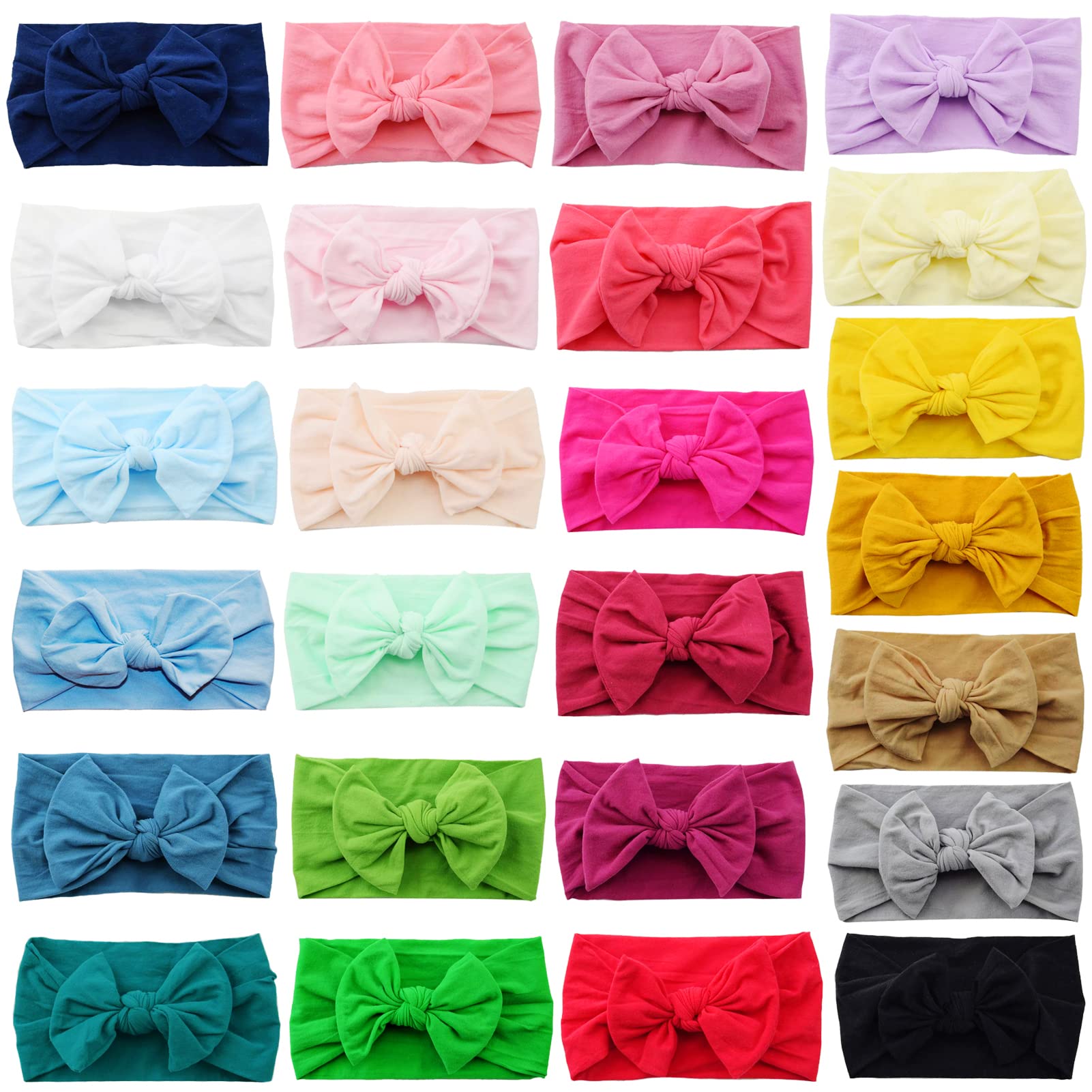 NAIRUA Headband, 25 Colors Baby Girls 4.5 inches Hair Bows Super Soft Stretchy Hair Turban Head Wraps for Infant Newborn Toddlers and Kids