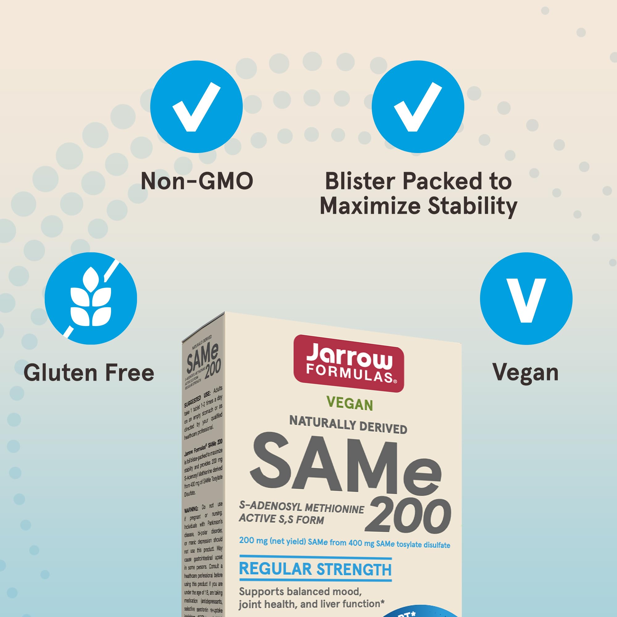 Jarrow Formulas Same 200 mg, Supports Joint Health, Liver Function, Brain Metabolism, 20 Tablets, Up to A 20 Day Supply