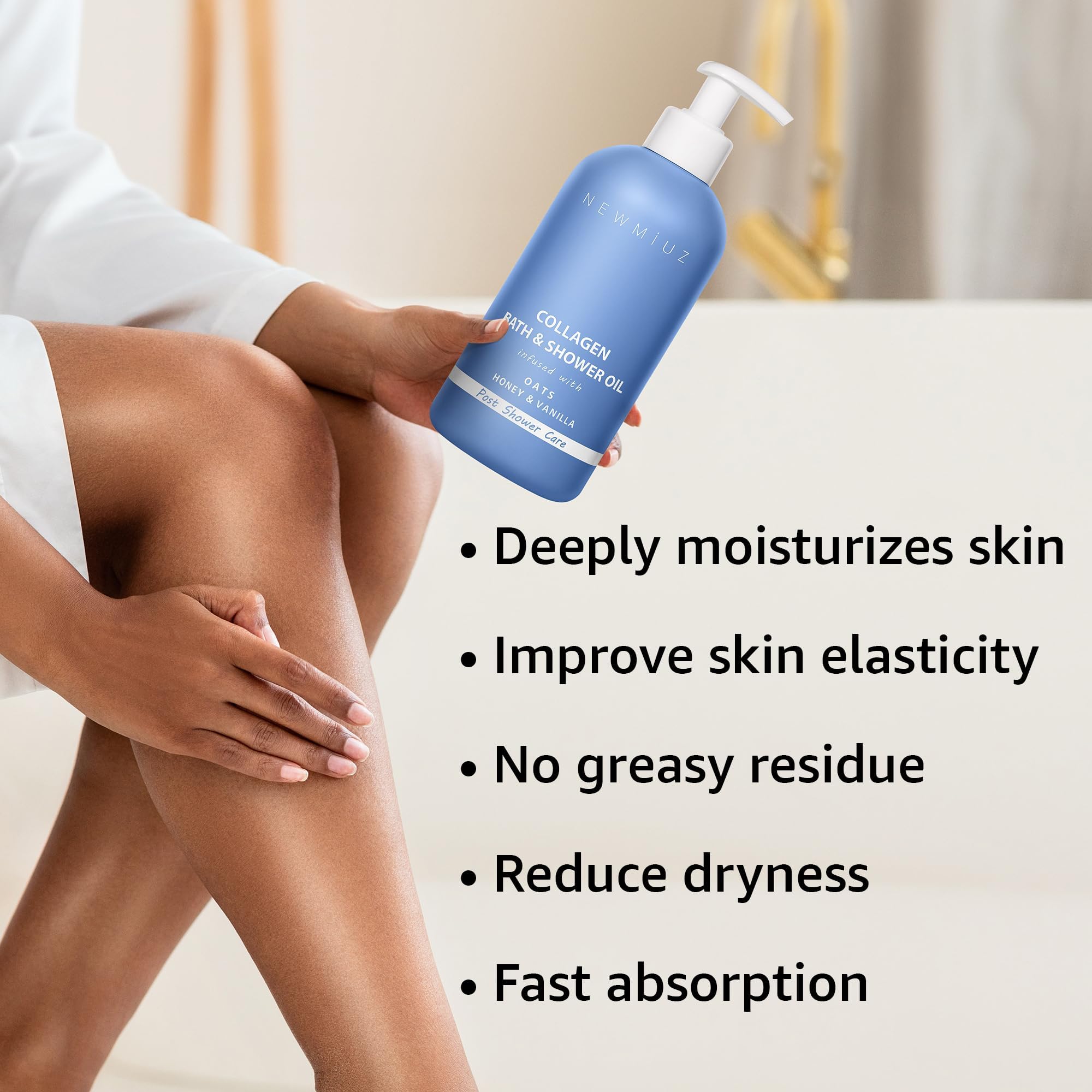 New Miuz Collagen InShower Body Conditioner Natural Post Shower Care Moisturizer for Body Legs Nourishing Bath Oil Oatmeal Honey Vanilla Selfcare Spa Gift