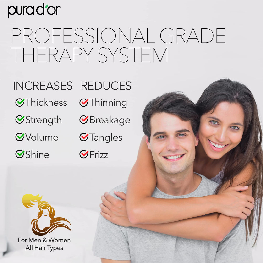 PURA D'OR Professional Grade Anti-Hair Thinning 2X Concentrated Actives Biotin Shampoo & Conditioner (16oz x 2), No Sulfates, Clinically Tested, All Hair Types, Men & Women (Packaging Varies)