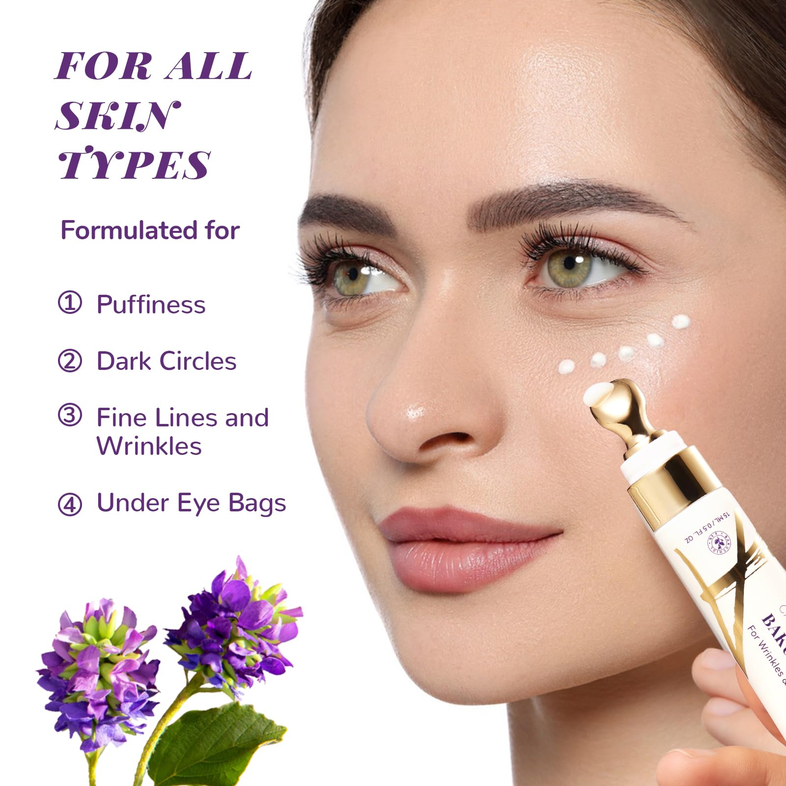 ANAI RUI Caffeine Bakuchiol Firming Eye Cream, Retinol & Peptide Eye Cream for Dark Circles, Puffiness, Wrinkles, Bakuchiol Alternative Retinol Eye Moisturizer for Under-Eye Skin Repair 0.5 FL OZ