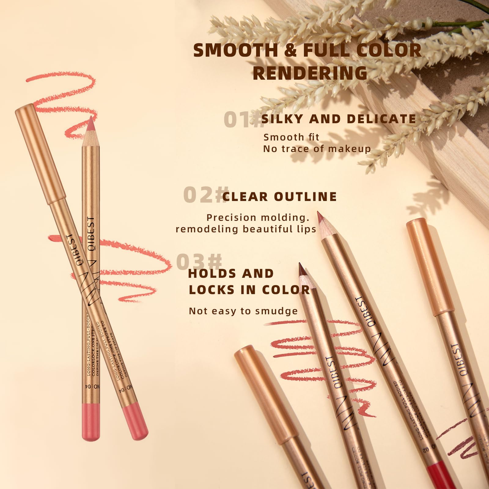 DENESTUP 12 Colors Lip Liner Set, Brown Pink Red Series Lip Liners, Plump Nude Lip Shape No Smudge Longwear Smooth Lip Pen Waterproof Lipstick High Pigmented Natural Lip Makeup Pencil