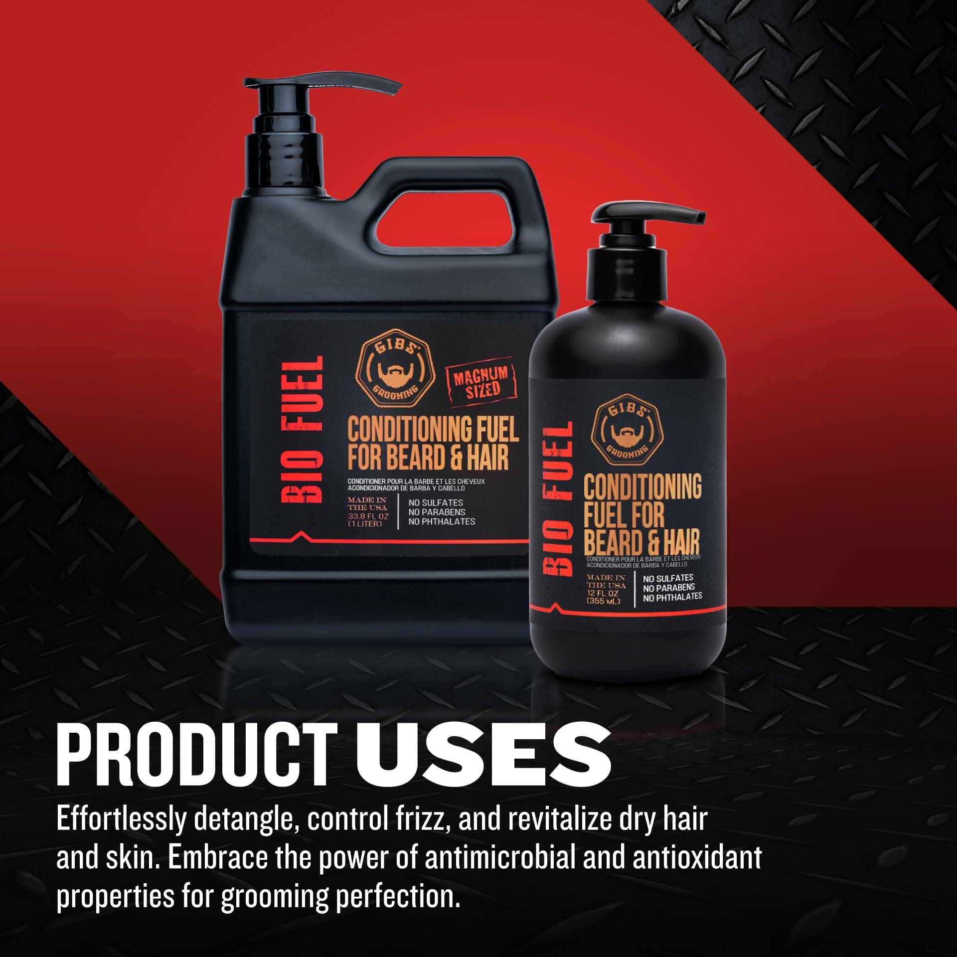 GIBS Grooming Biofuel Conditioning Fuel for Beard & Hair, 12 Fl Oz