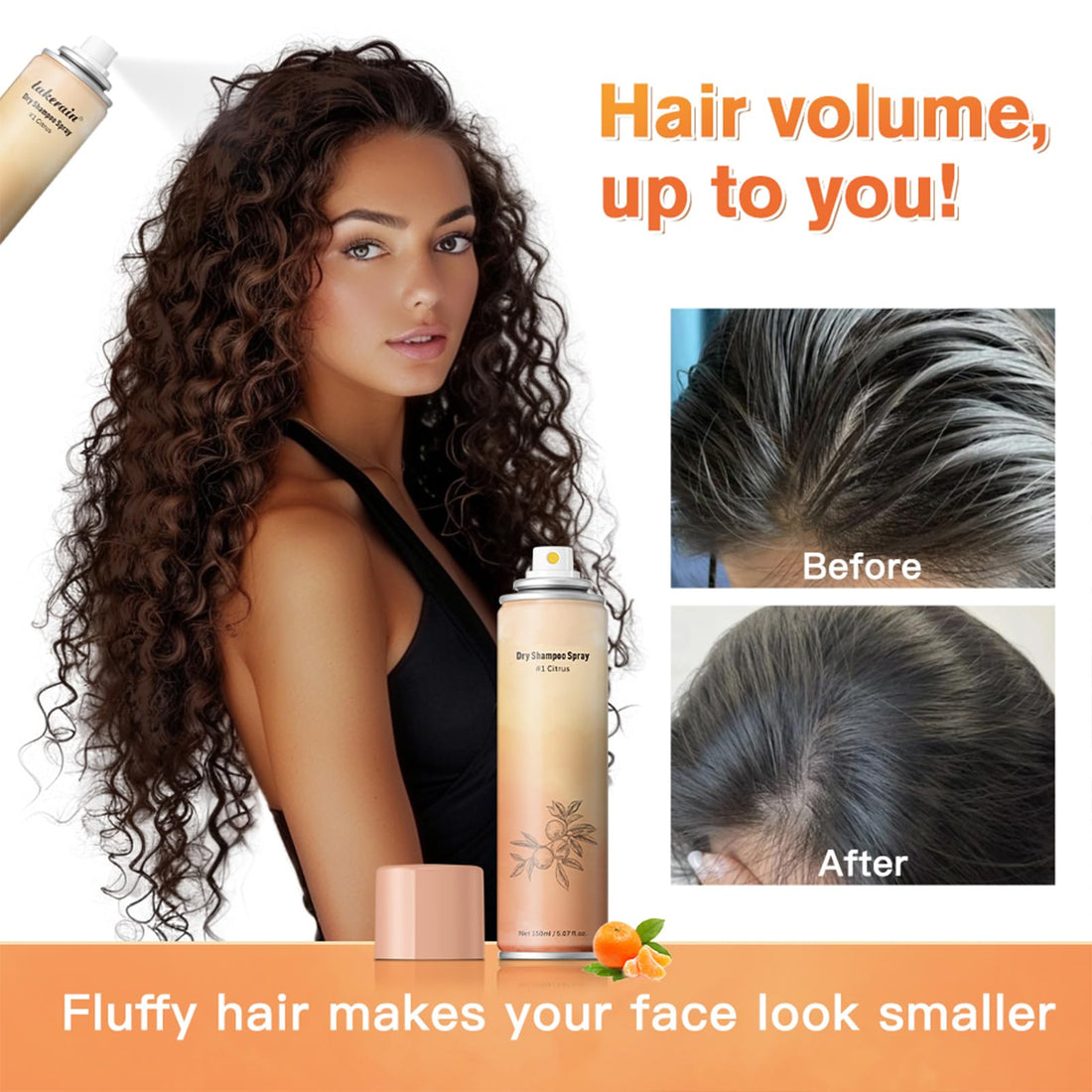 Dry Shampoo Remove Oil Volumizing Light and Refreshing Long-lasting Dry Shampoo for Women and Men(Citrus)