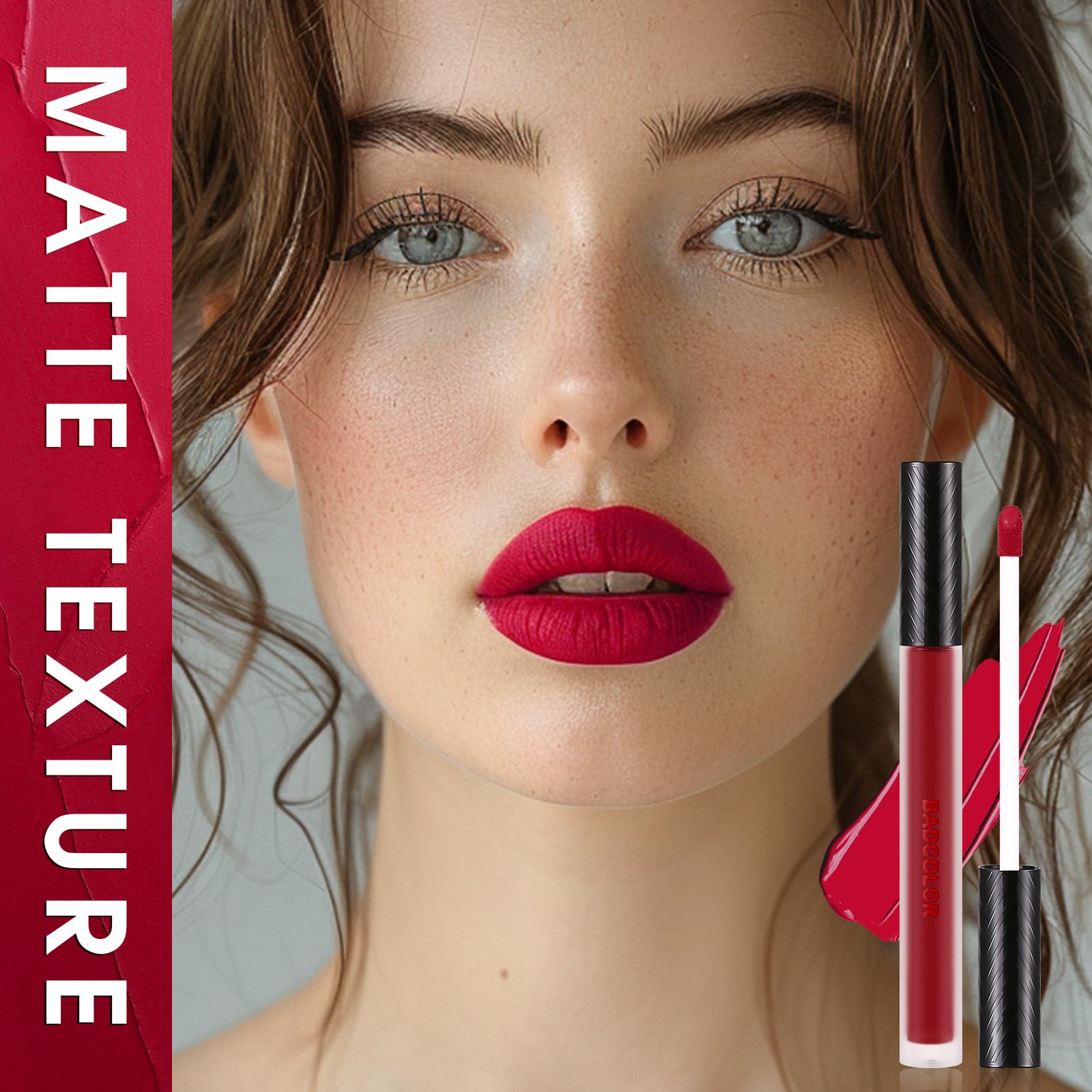 3 Colors Red Matte Liquid Lipstick Set, Burgundy Ruby Red Lip Gloss for Women, Vampy Halloween Makeup, High Impact Long Lasting Lip Stain Velvet Nonstick Cup Smudge Proof & Waterproof Lip Tint